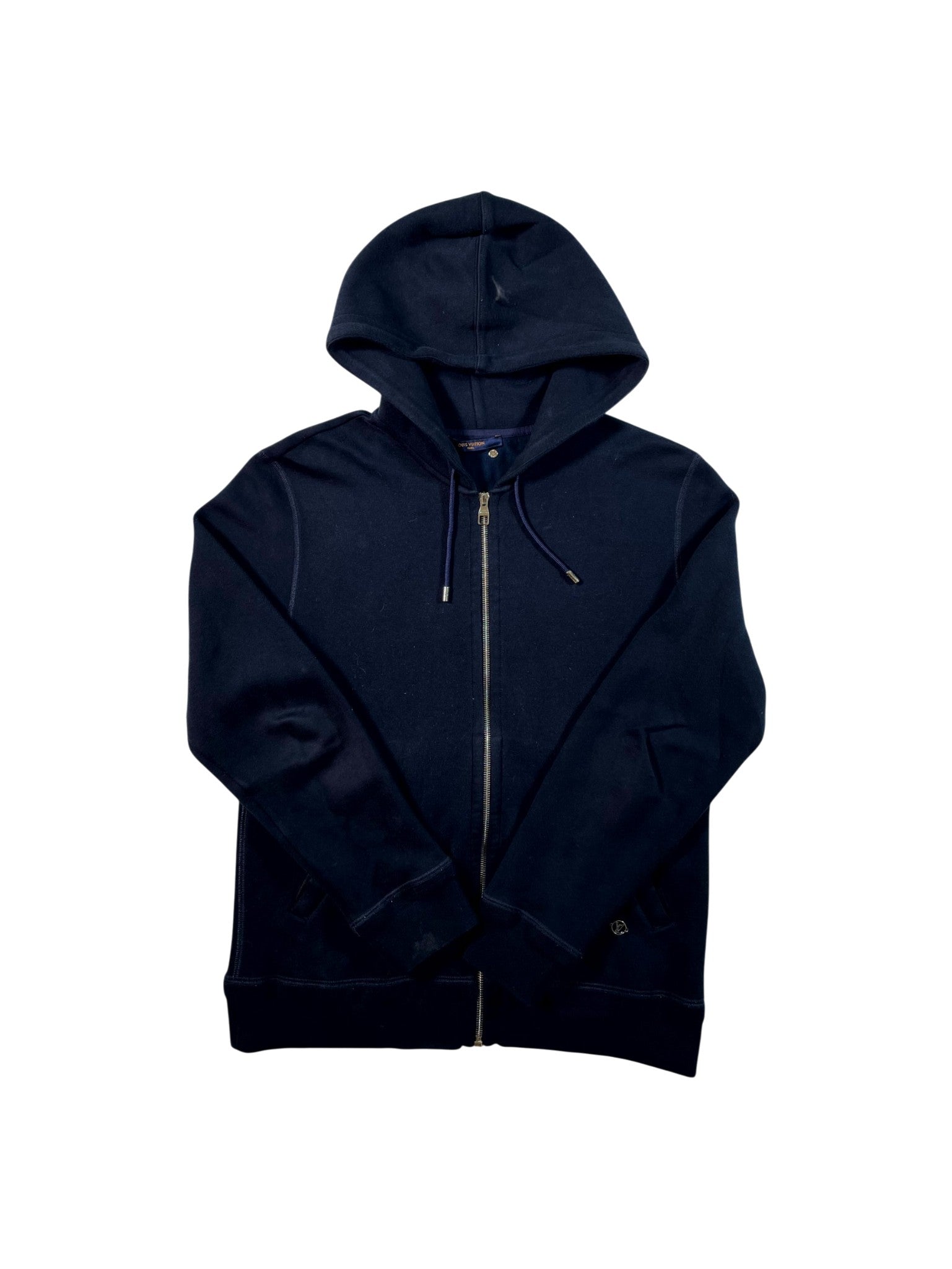 Louis Vuitton Logo Zip Up Navy & Silver Hoodie