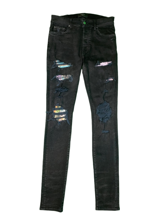 Amiri Thrasher Swan Patch Black Jeans