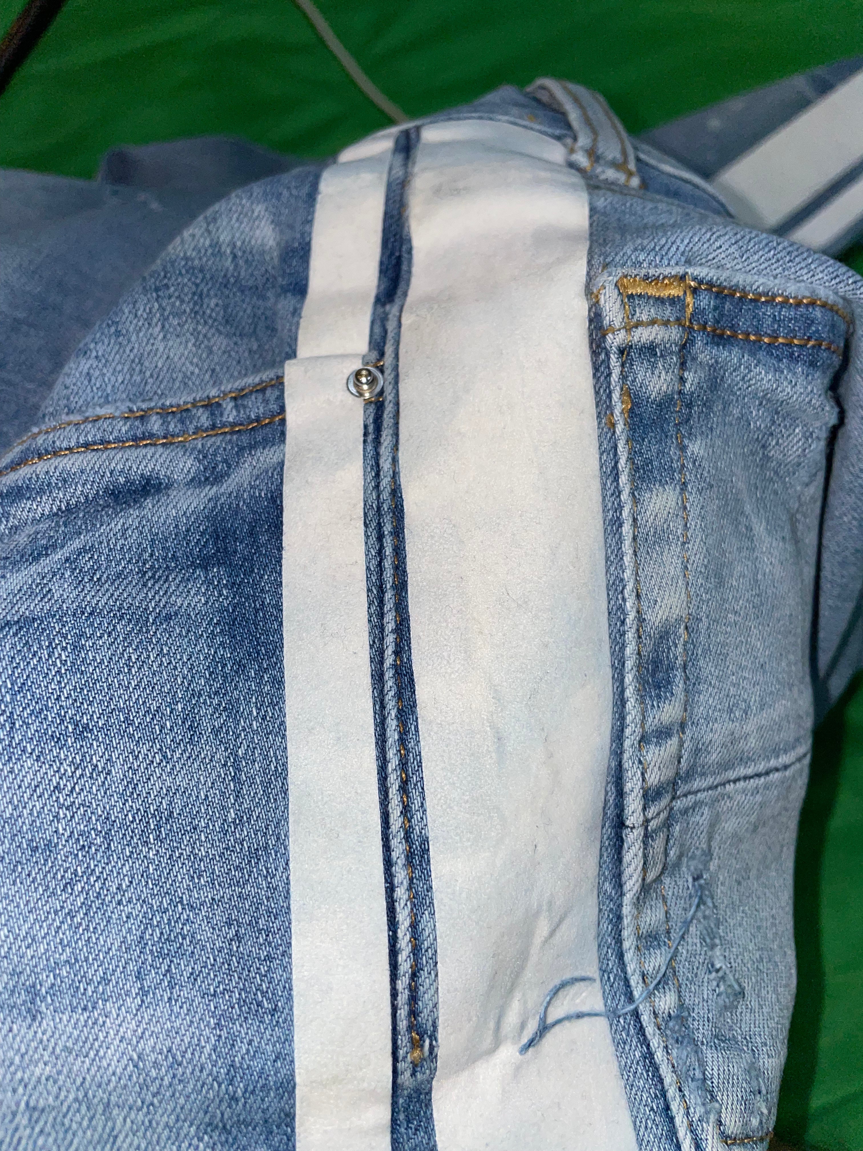 Amiri Thrasher White Stripe Light Wash Blue Jeans