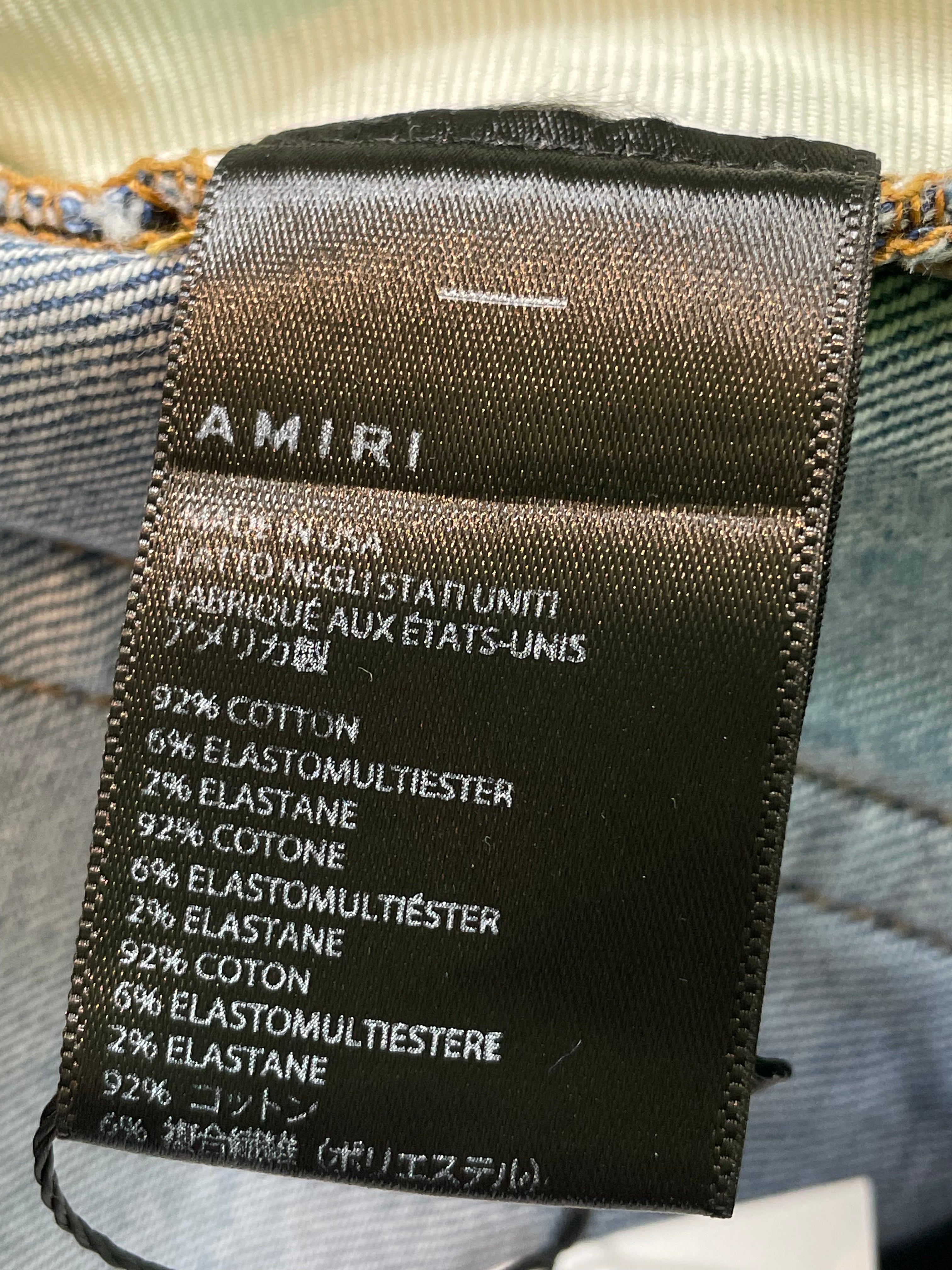 Amiri Thrasher White Stripe Light Wash Blue Jeans