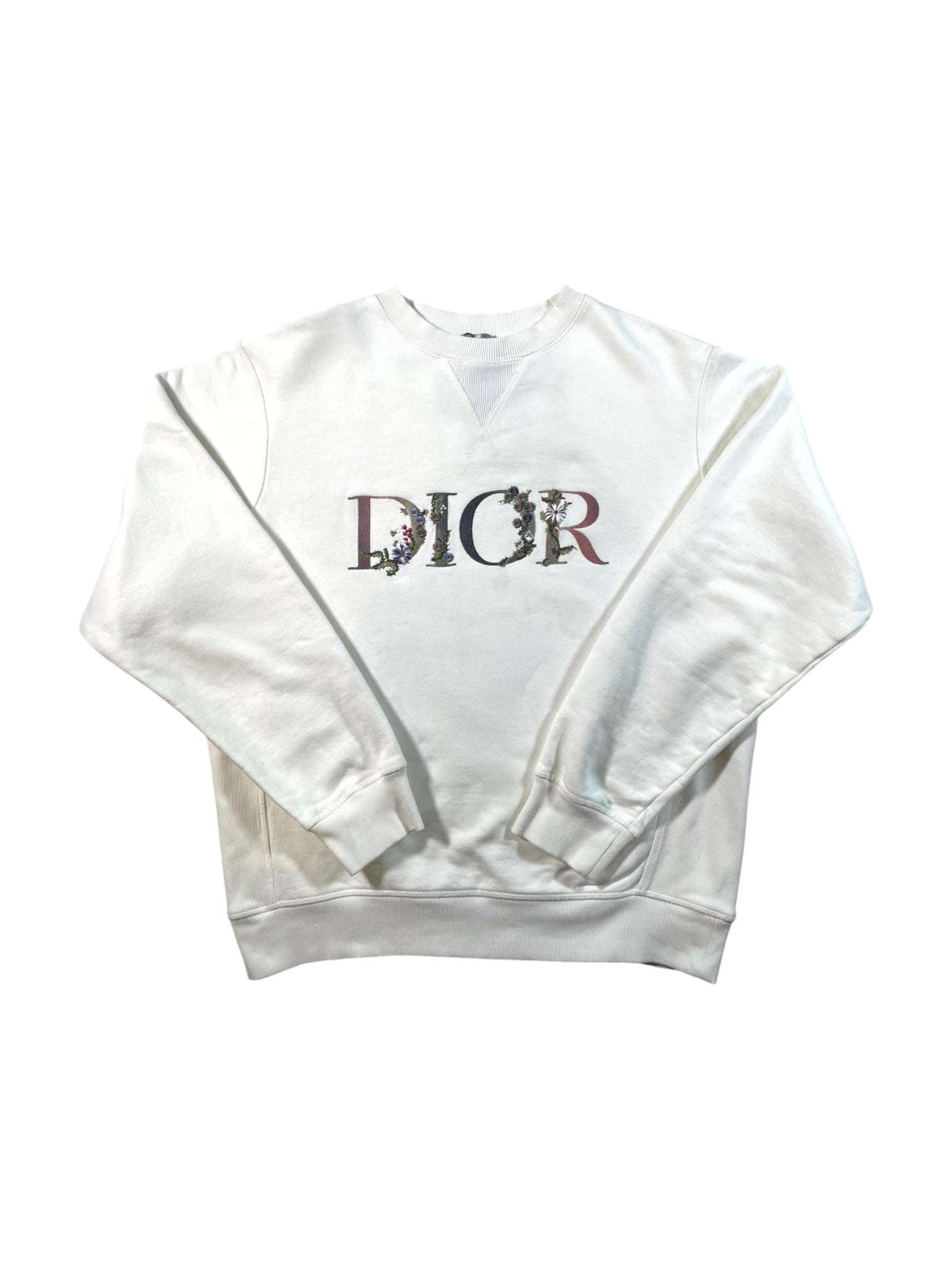 Dior Floral Logo Crewneck White Sweatshirt