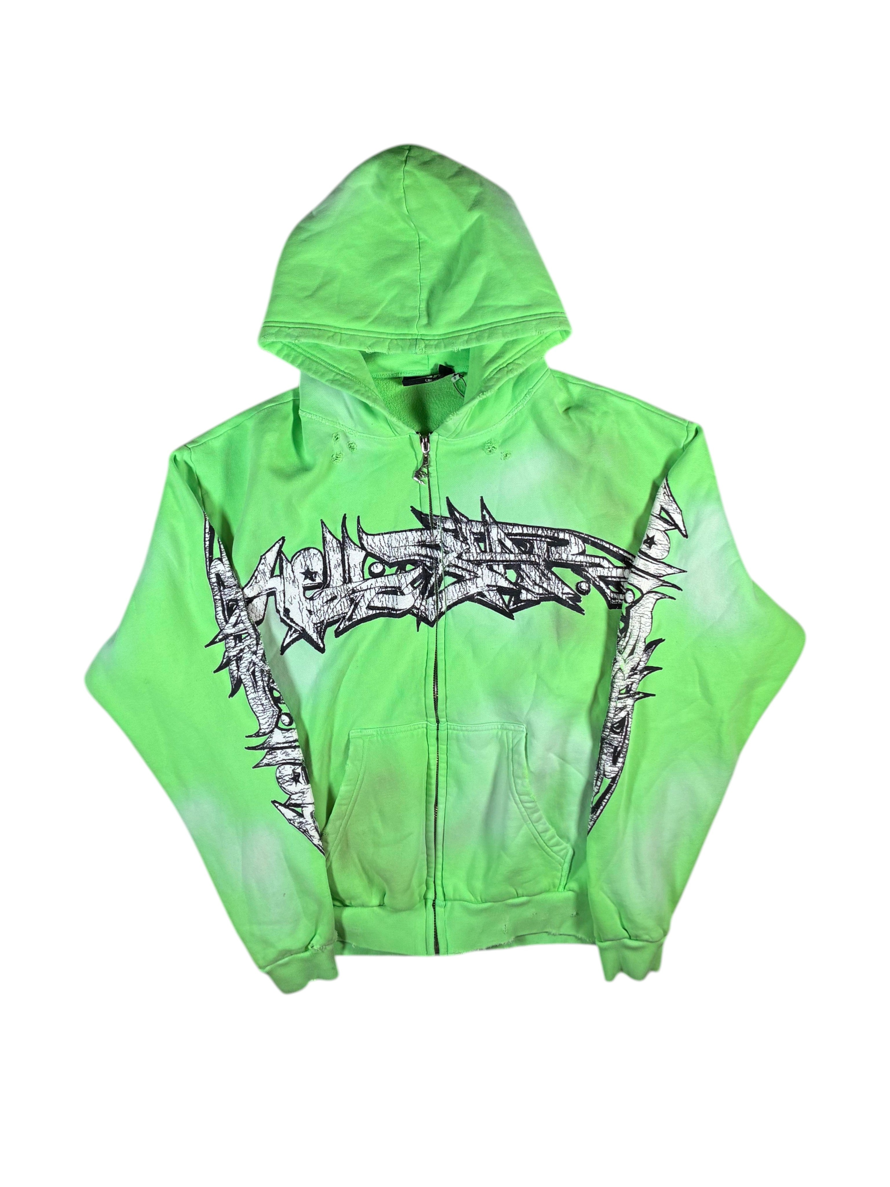 Hellstar Graffiti Green Zip Up Hoodie