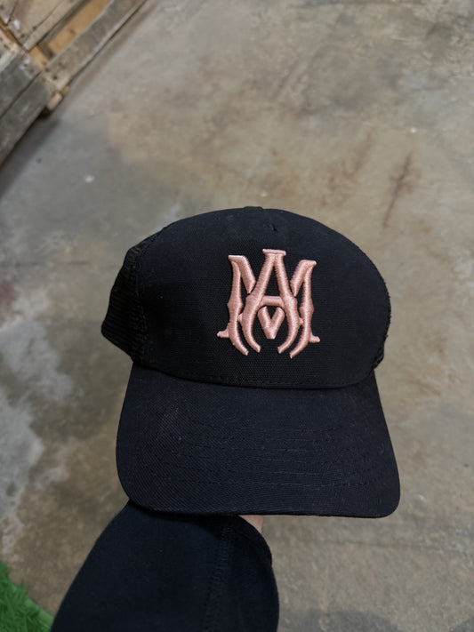 Amiri MA Logo Trucker Black Pink Used OSFM