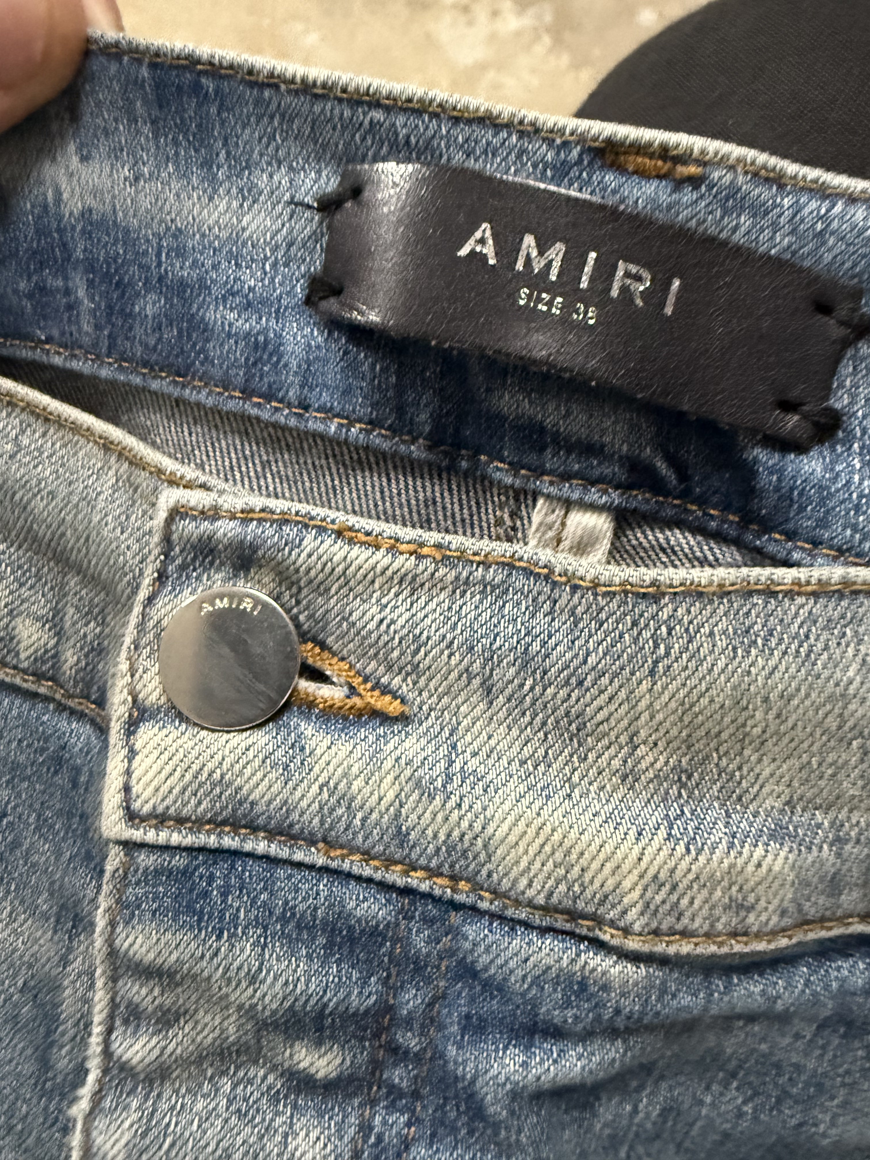 Amiri Jeans Thrasher Light Wash Rainbow Paisley Patch 38 Used