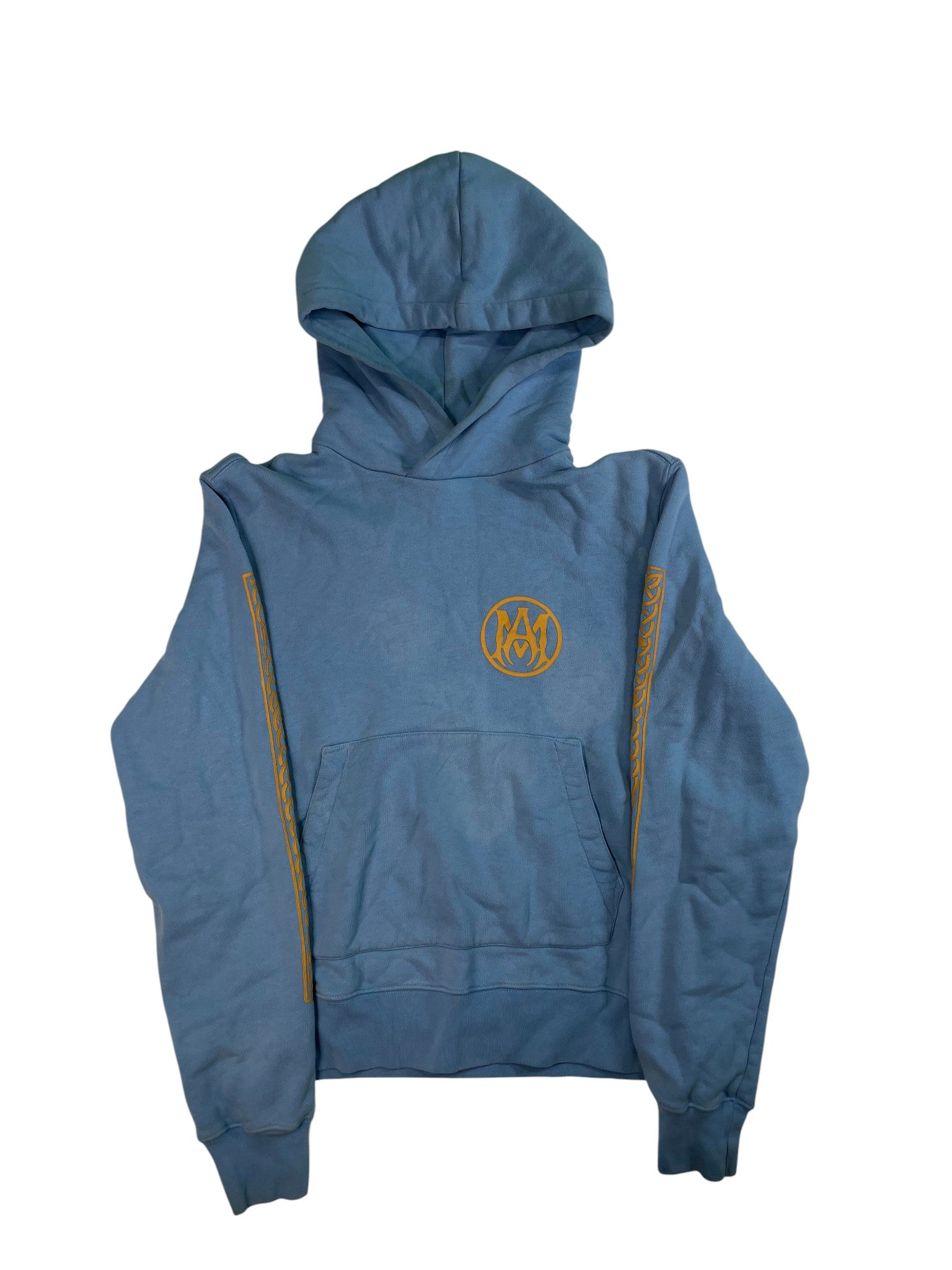 Amiri 'Ma Circle Logo' Baby Blue & Gold Hoodie