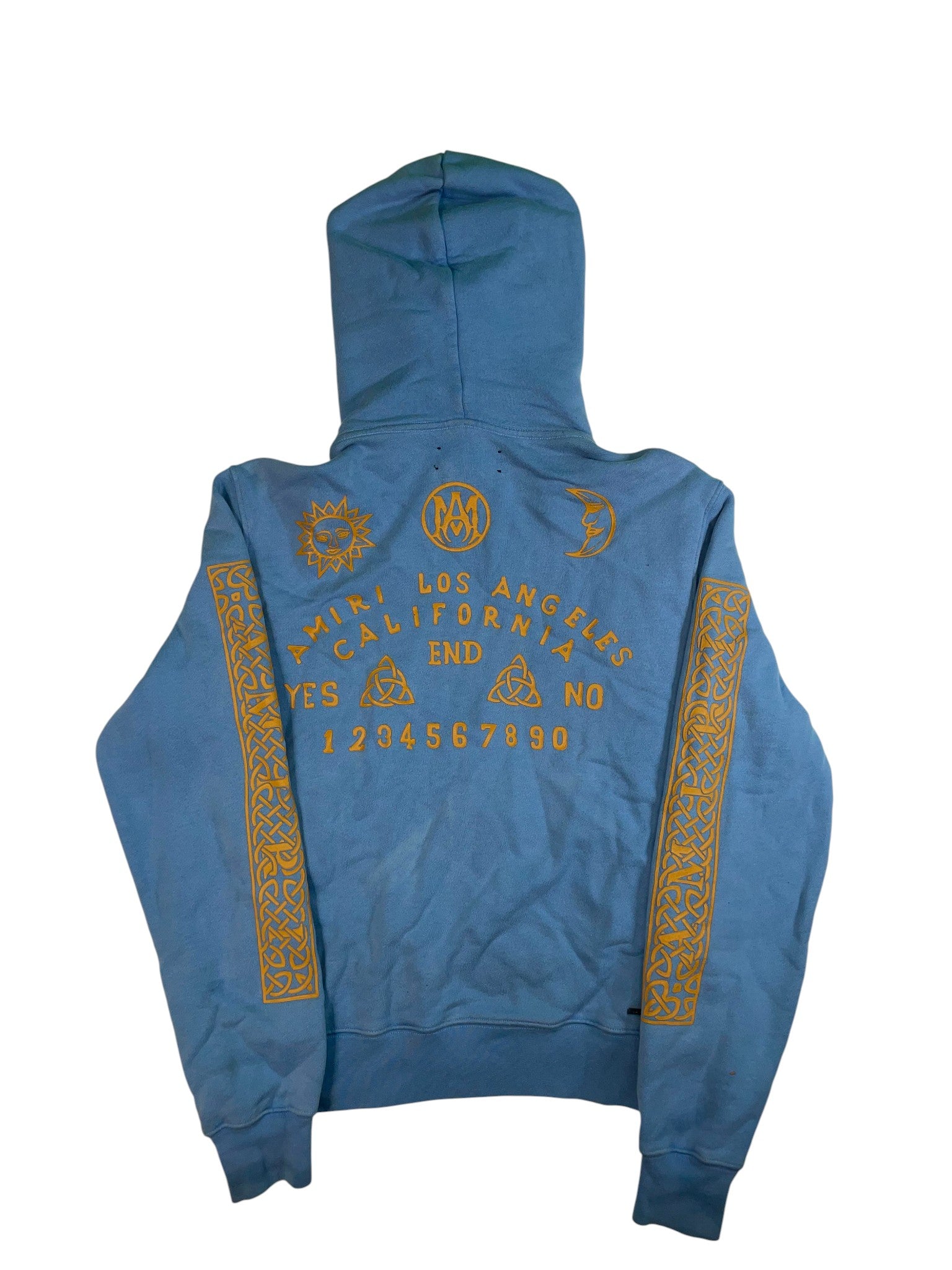 Amiri 'Ma Circle Logo' Baby Blue & Gold Hoodie