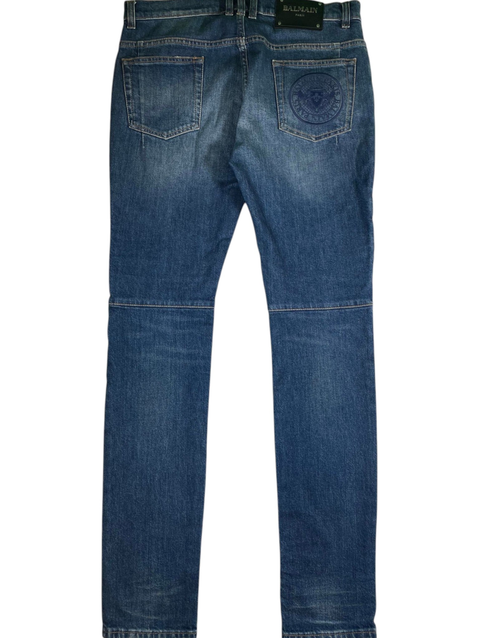 Balmain Dark Blue Biker Jeans