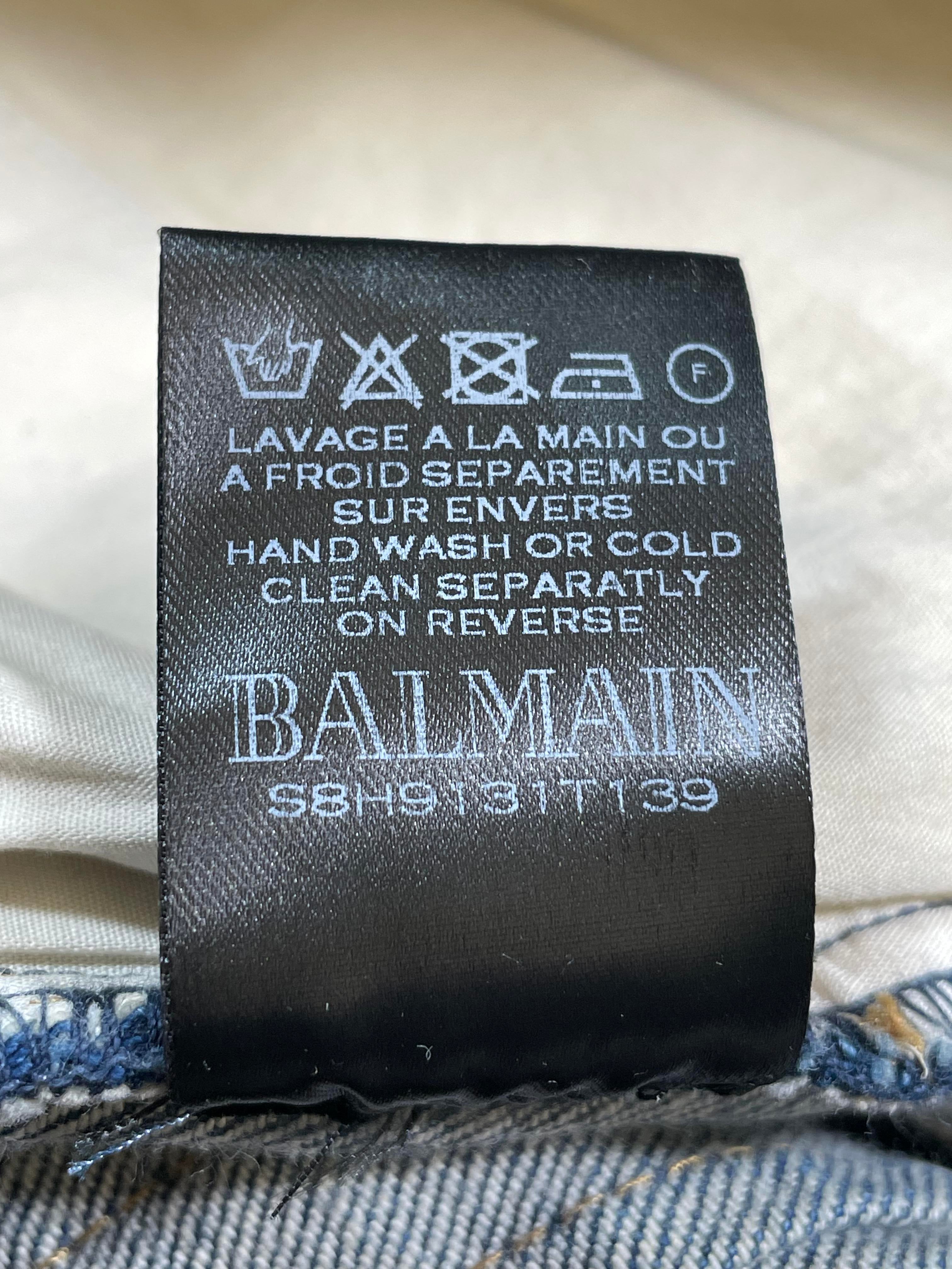 Balmain Dark Blue Biker Jeans