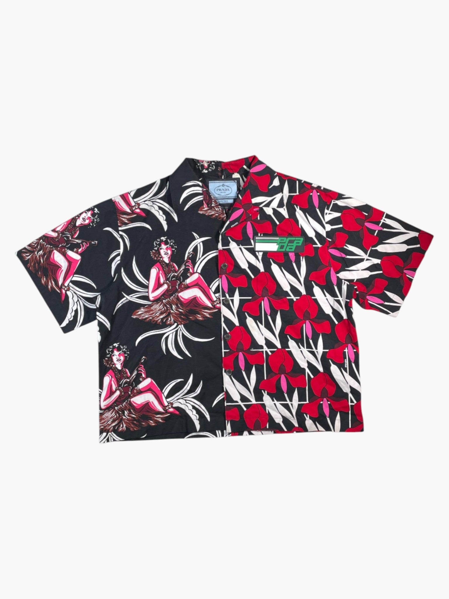 Prada Rose Double Match Red & Black Button Up