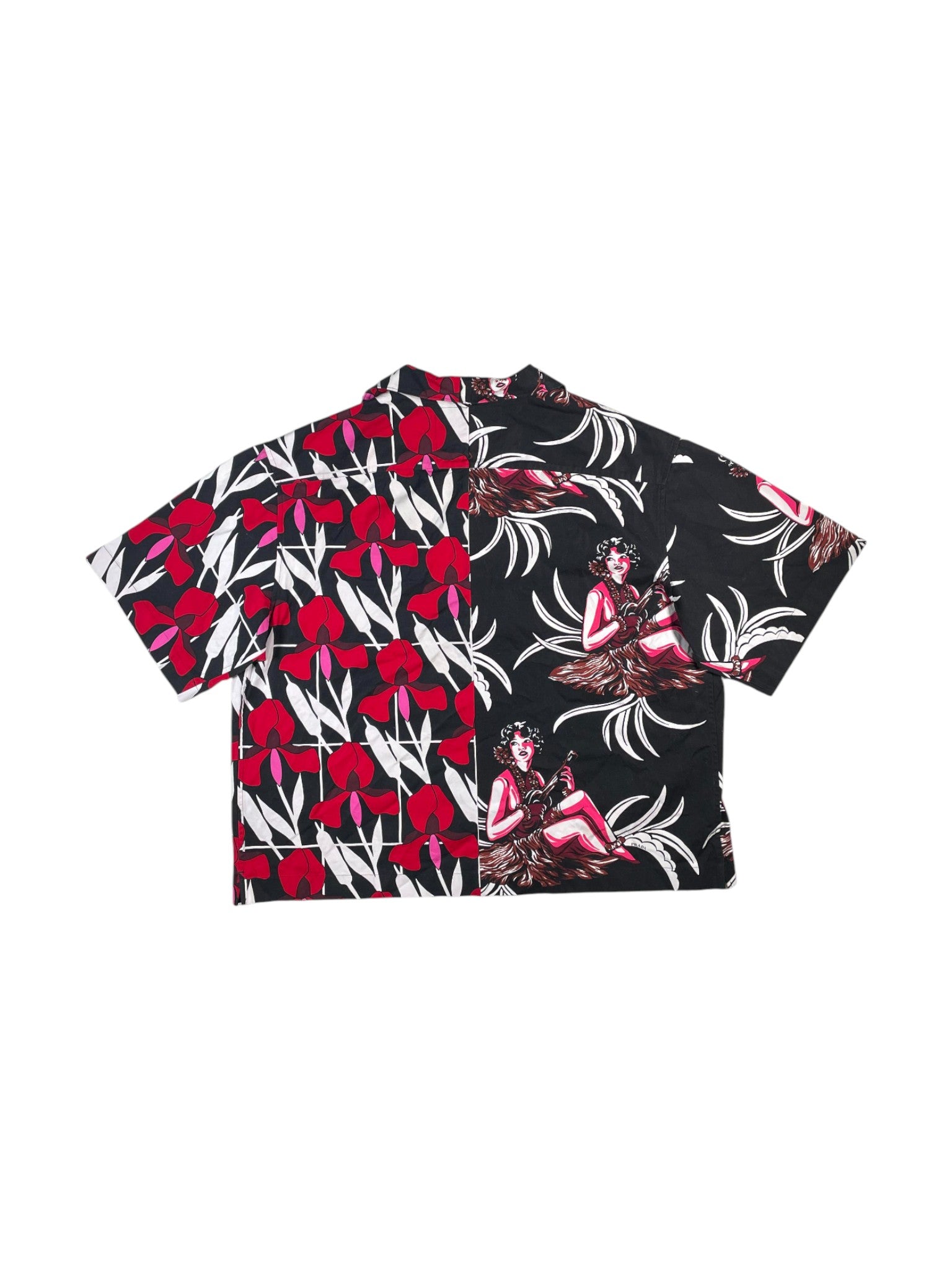 Prada Rose Double Match Red & Black Button Up