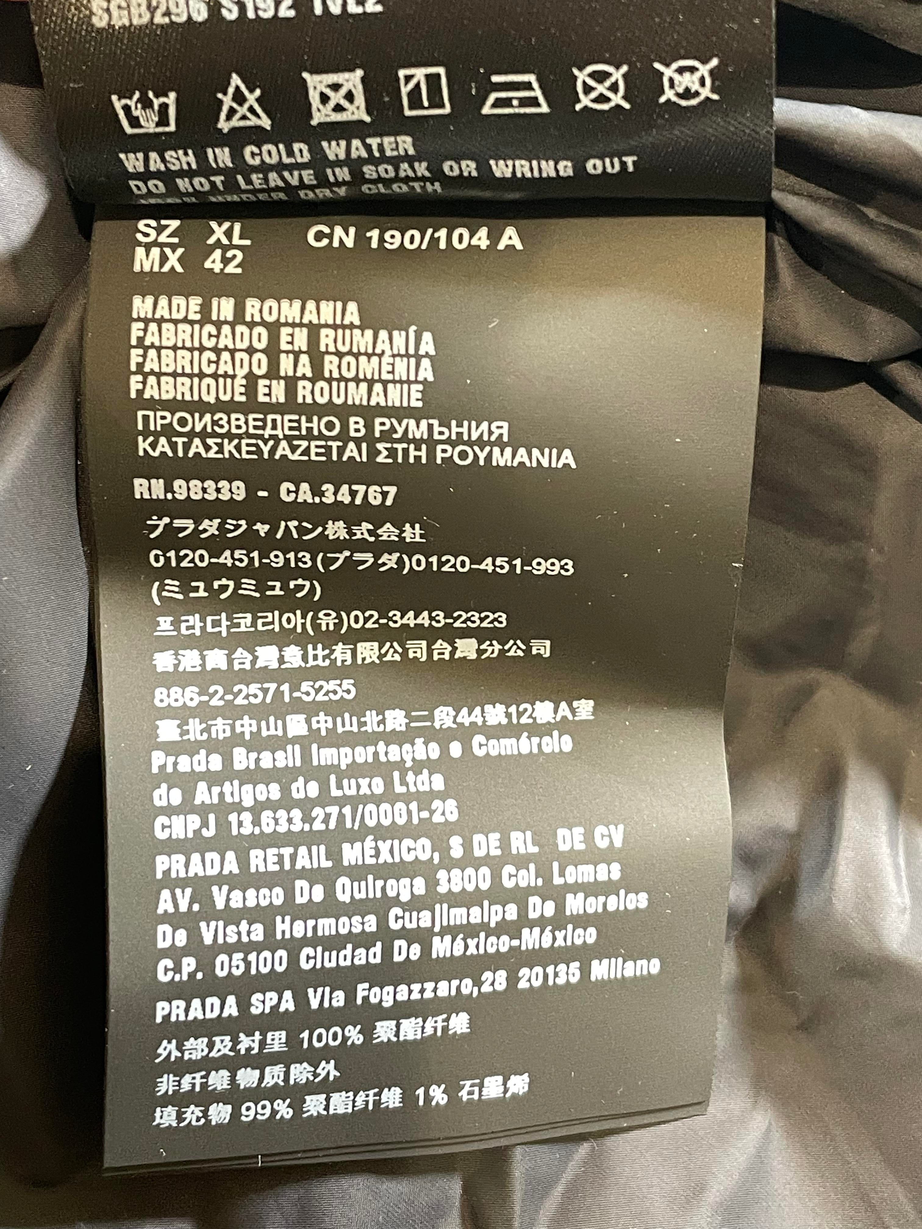 Prada Cotton Filled Puffer Jacket
