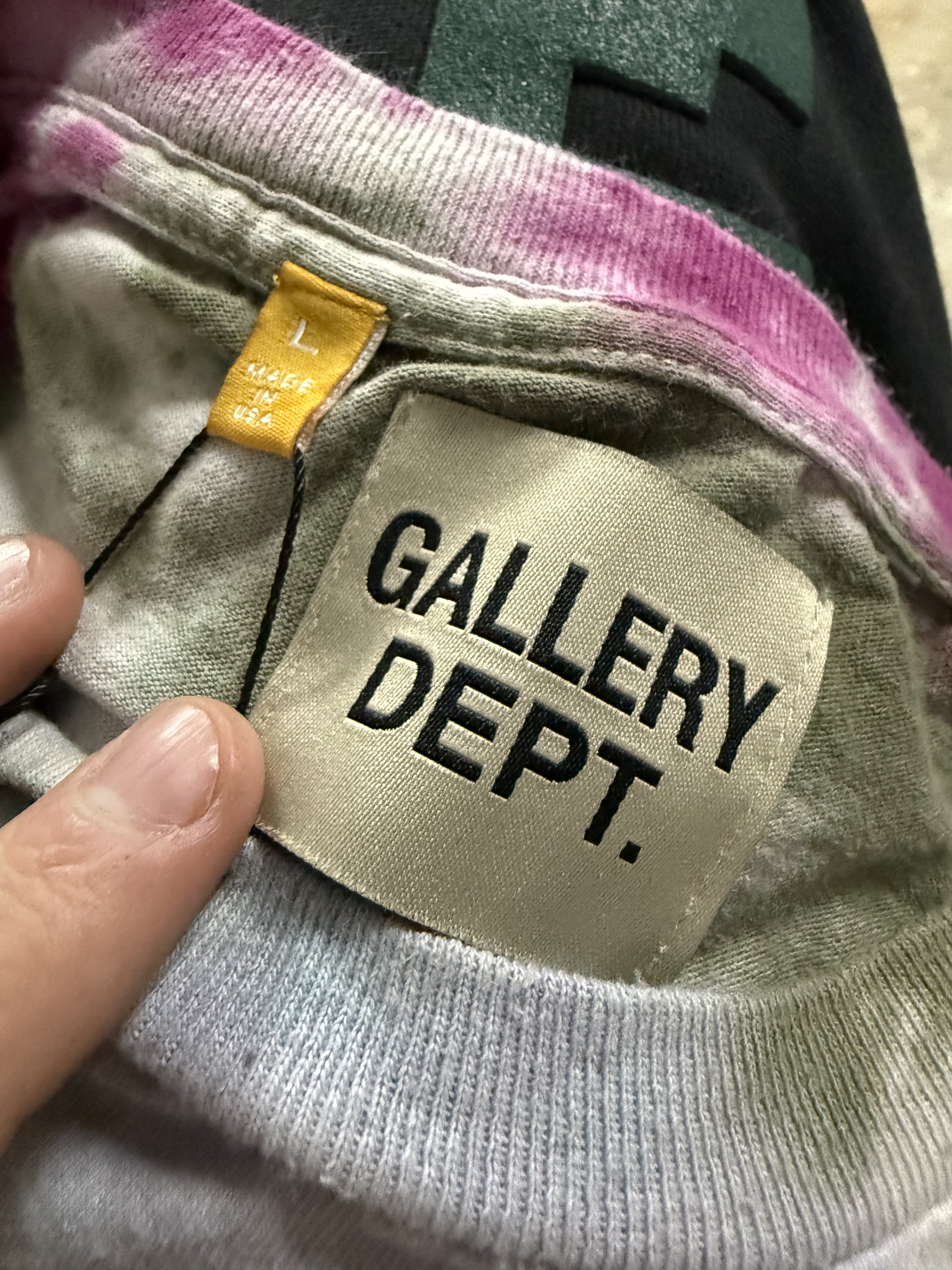 Gallery Tee Tie Dye ATK Green Purple Used Large