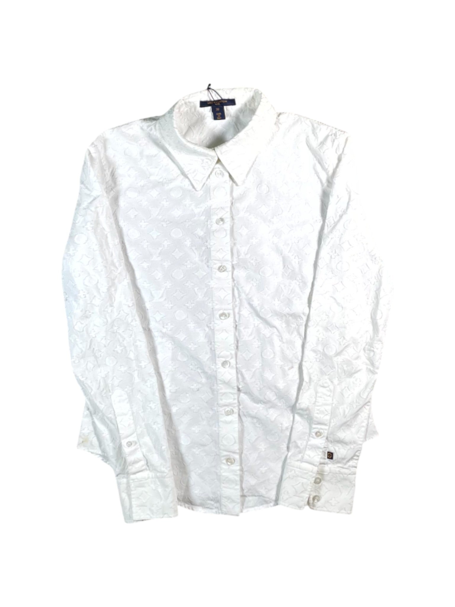 Louis Vuitton Embossed Monogram Button Up White Shirt