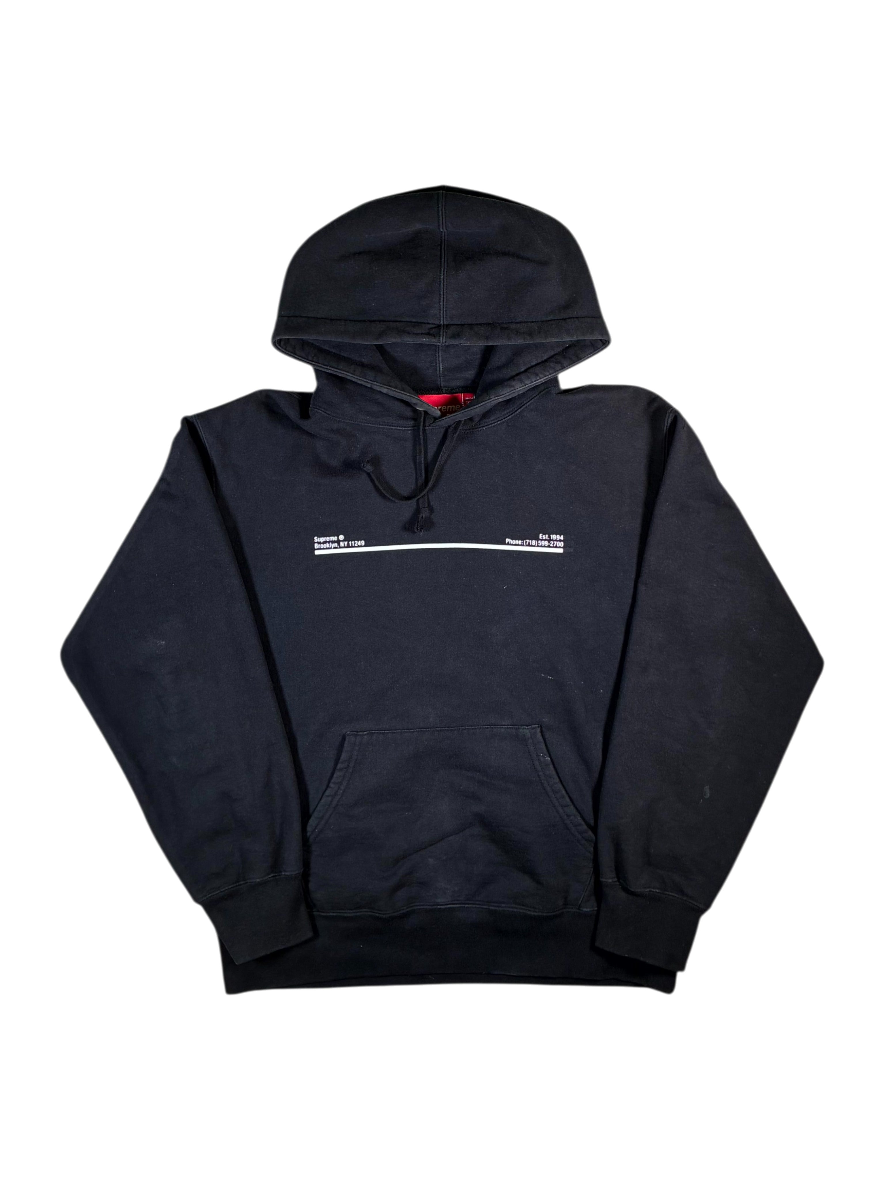 Supreme Brooklyn Ny Address Black Hoodie