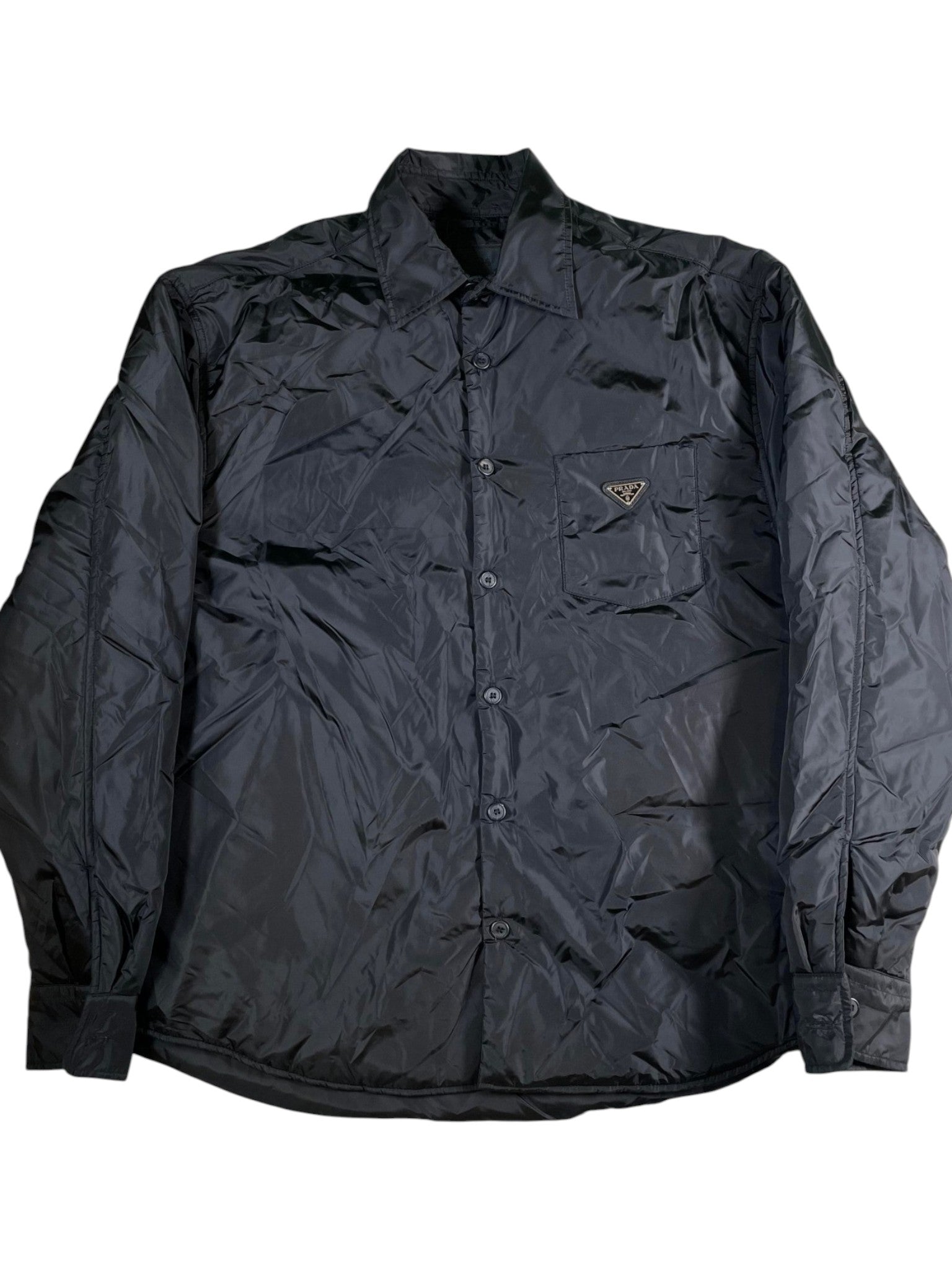 Prada Light Re Nylon Padded Black Button Up Shirt