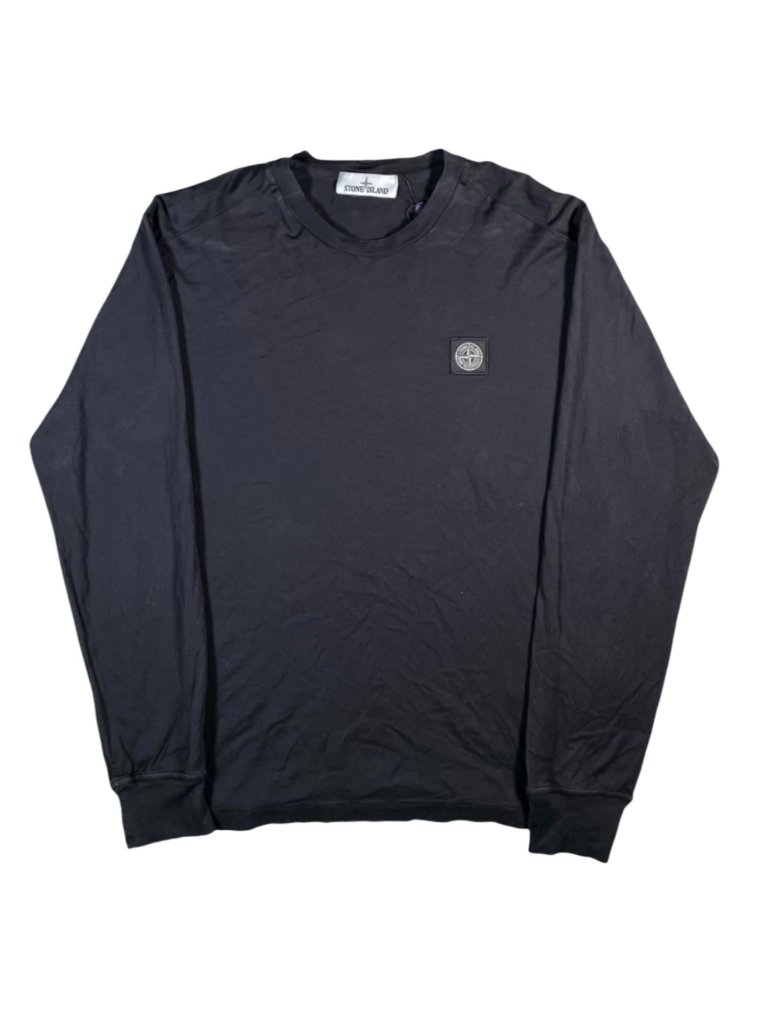 Stone Island Logo Long Sleeve Black Tee