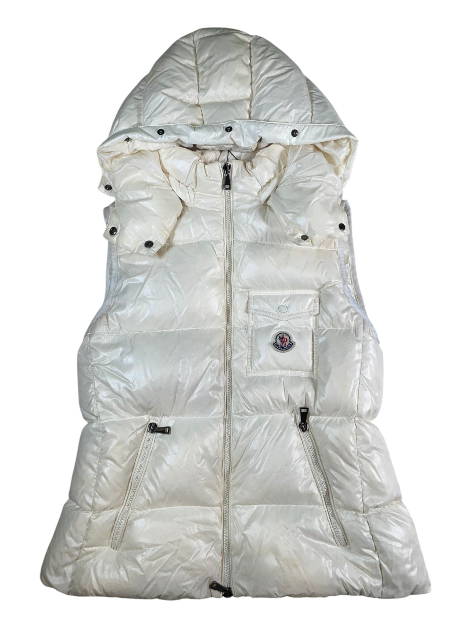 Moncler Womens Fur White Puffer Vest