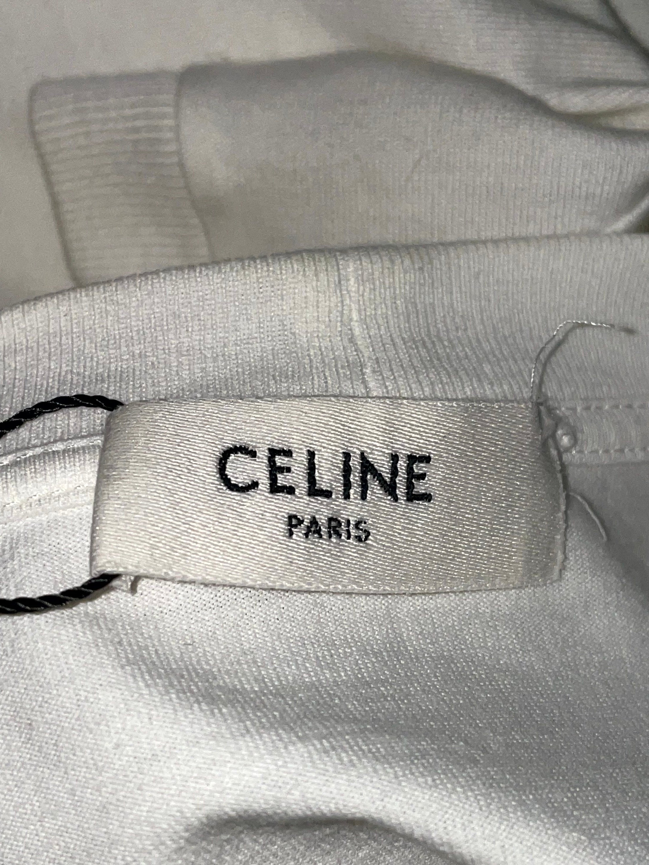 Celine Spellout Logo White, Pink & Yellow Tee
