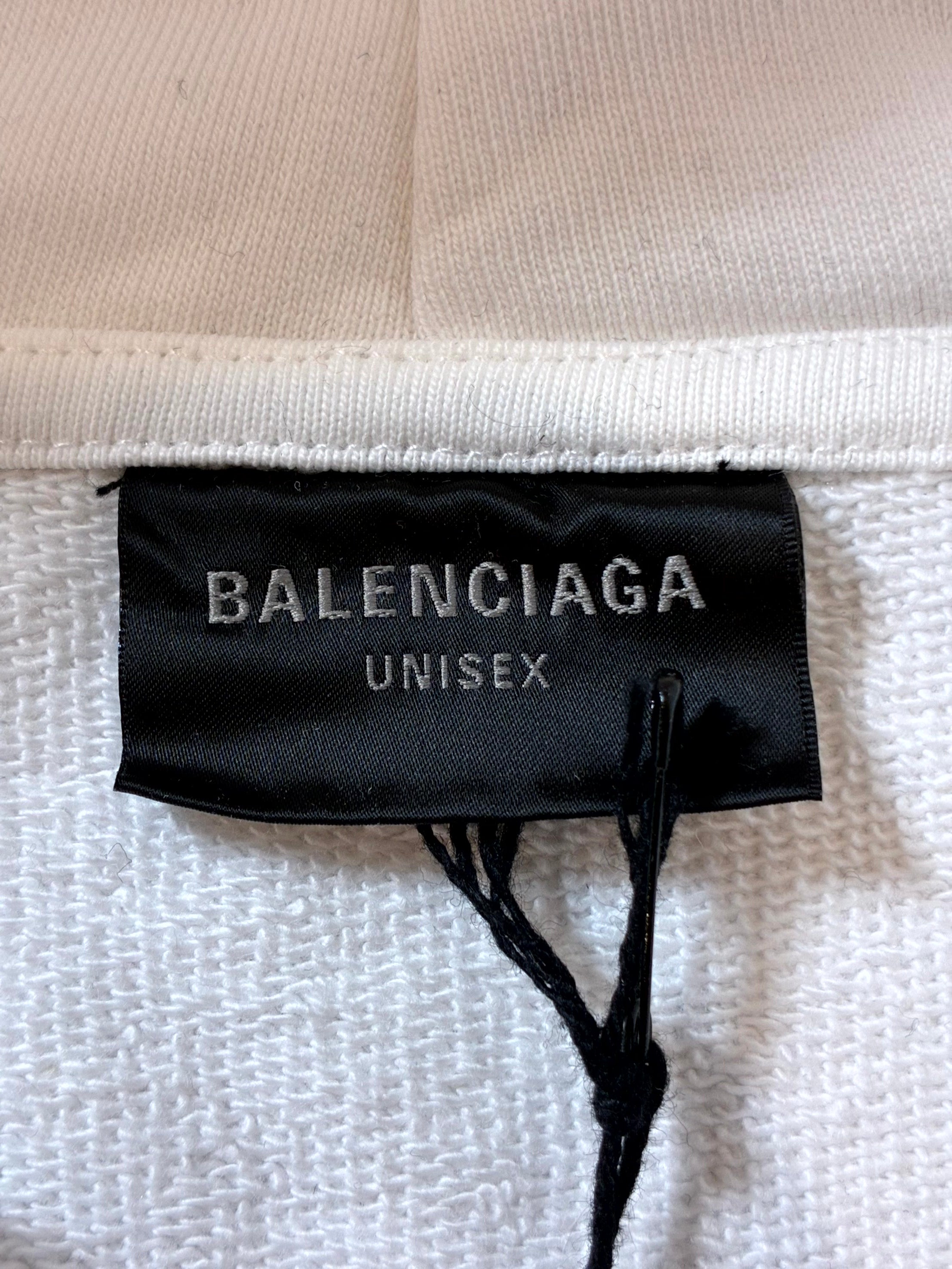 Balenciaga Crackle Logo White & Black Hoodie