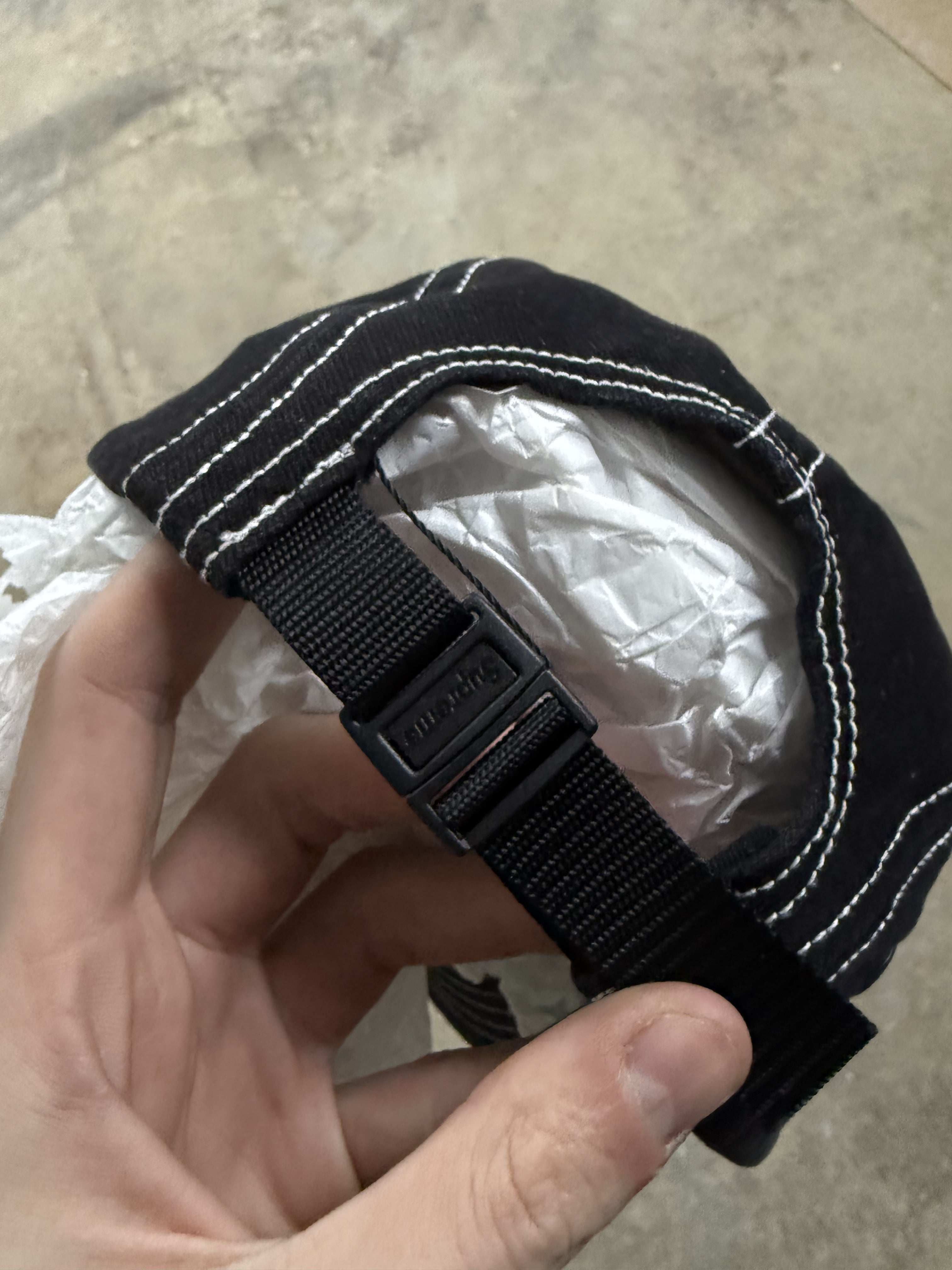 Supreme 6 Panel Cap Black White Used OSFM