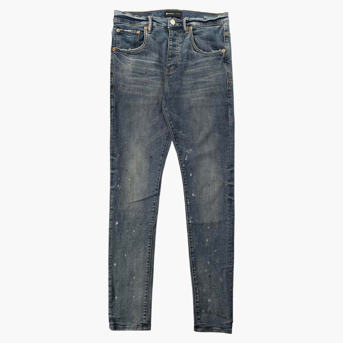 Purple Brand Paint Drip Dark Wash Jeans
