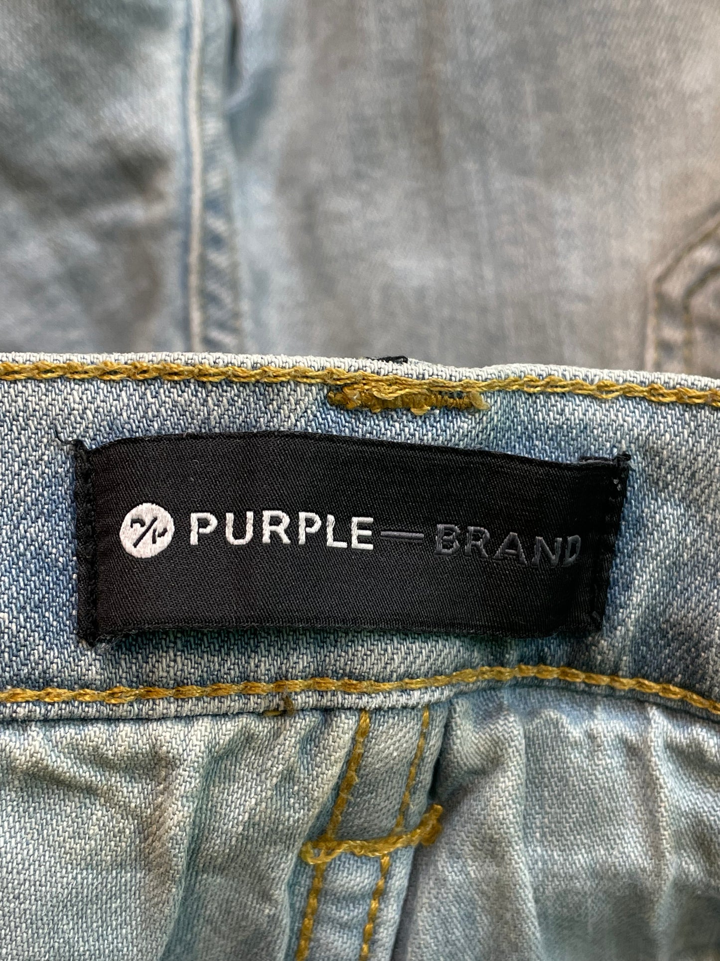 Purple Brand Ripped Knee Light Wash Blue Jeans