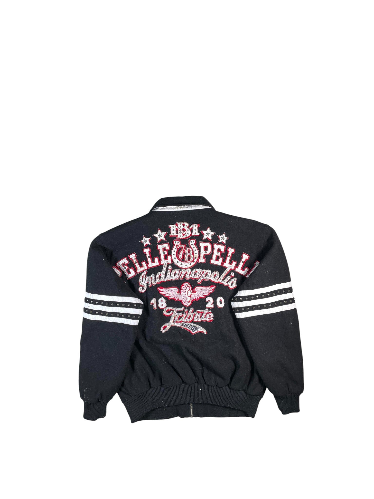 Pelle Pelle Studded Black Red & White Varsity Jacket