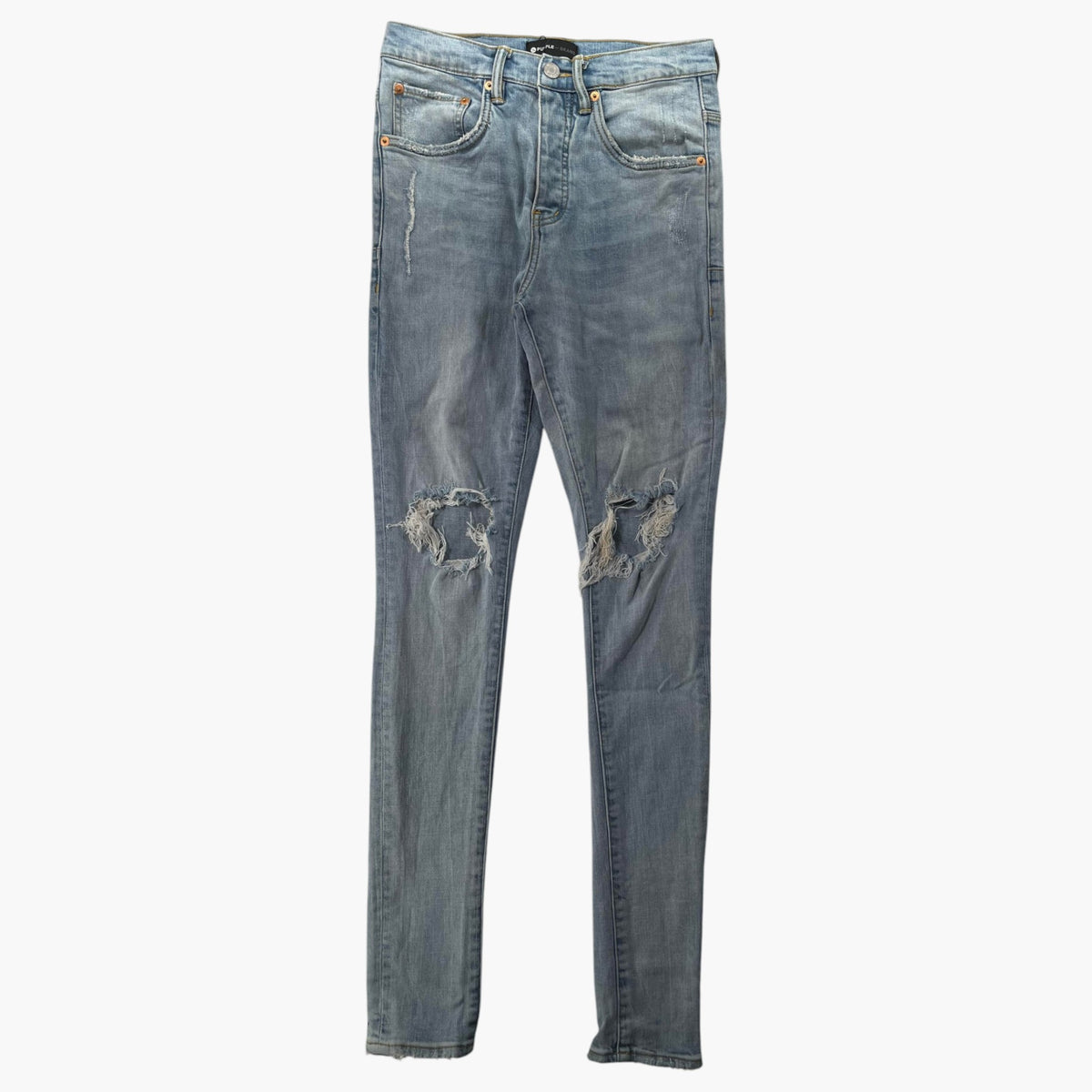 Purple Brand Knee Ripped Light Wash Jeans