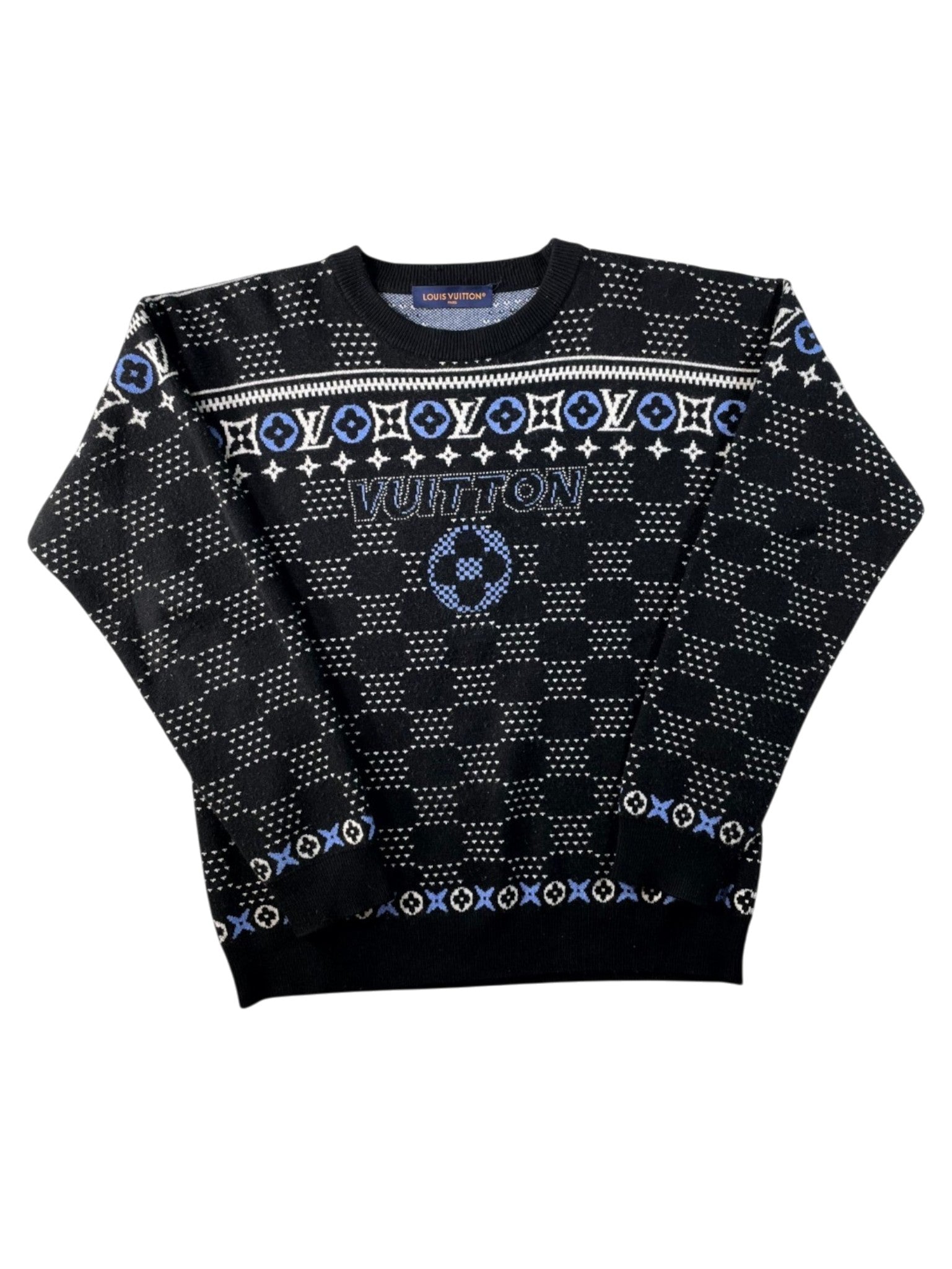 Louis Vuitton Wool Black & Baby Blue Sweater