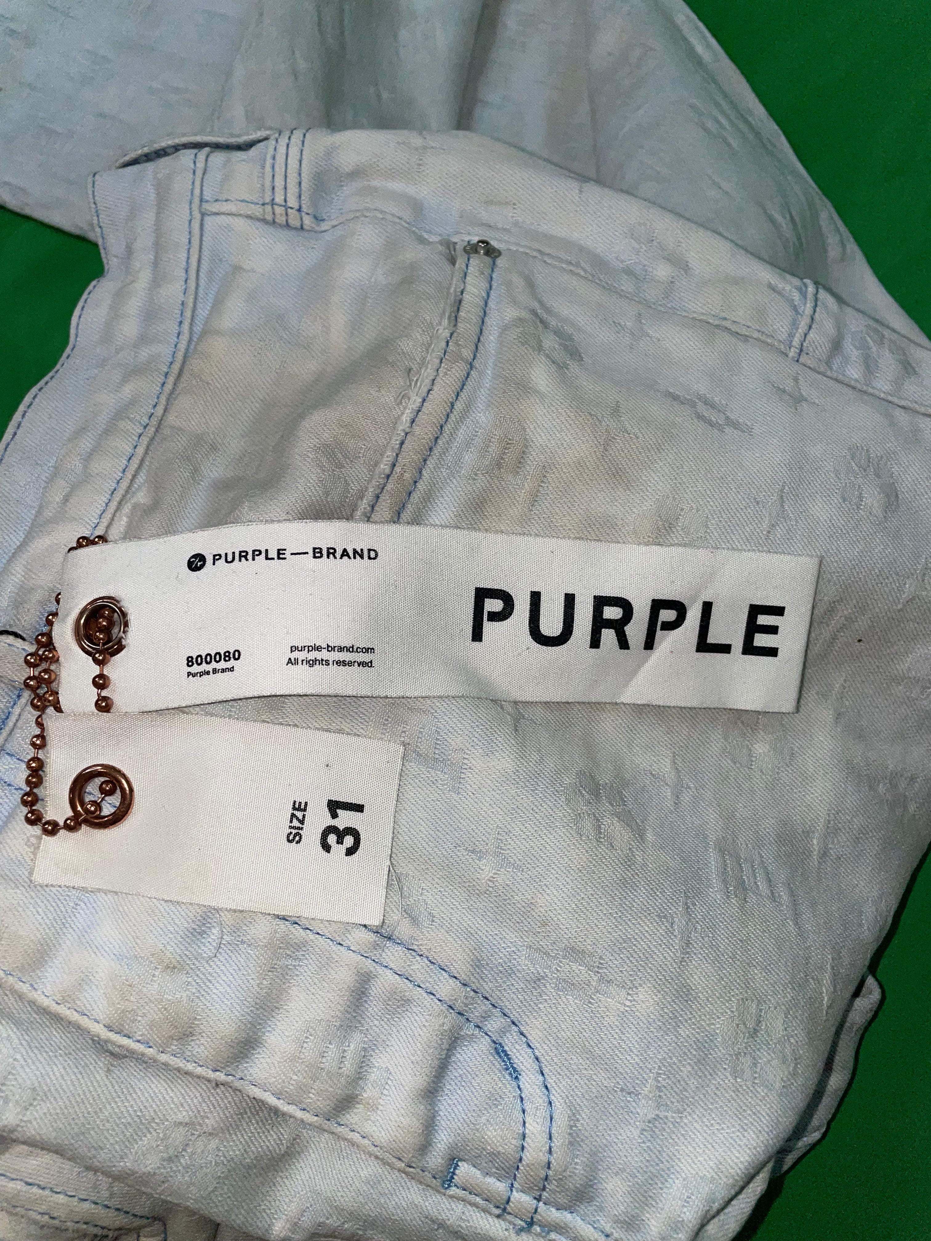 Purple Brand Monogram Light Wash Blue Jeans