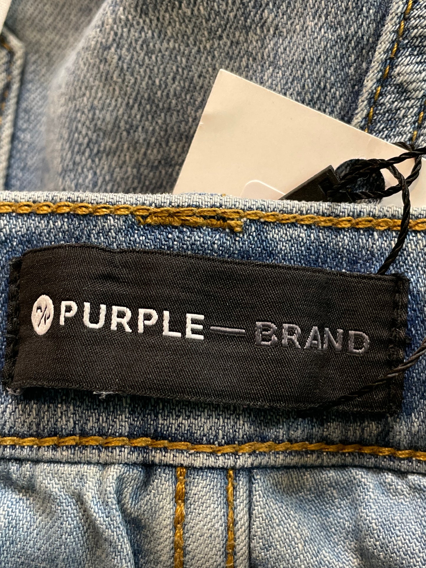 Purple Brand White Splatter Light Wash Blue Jeans