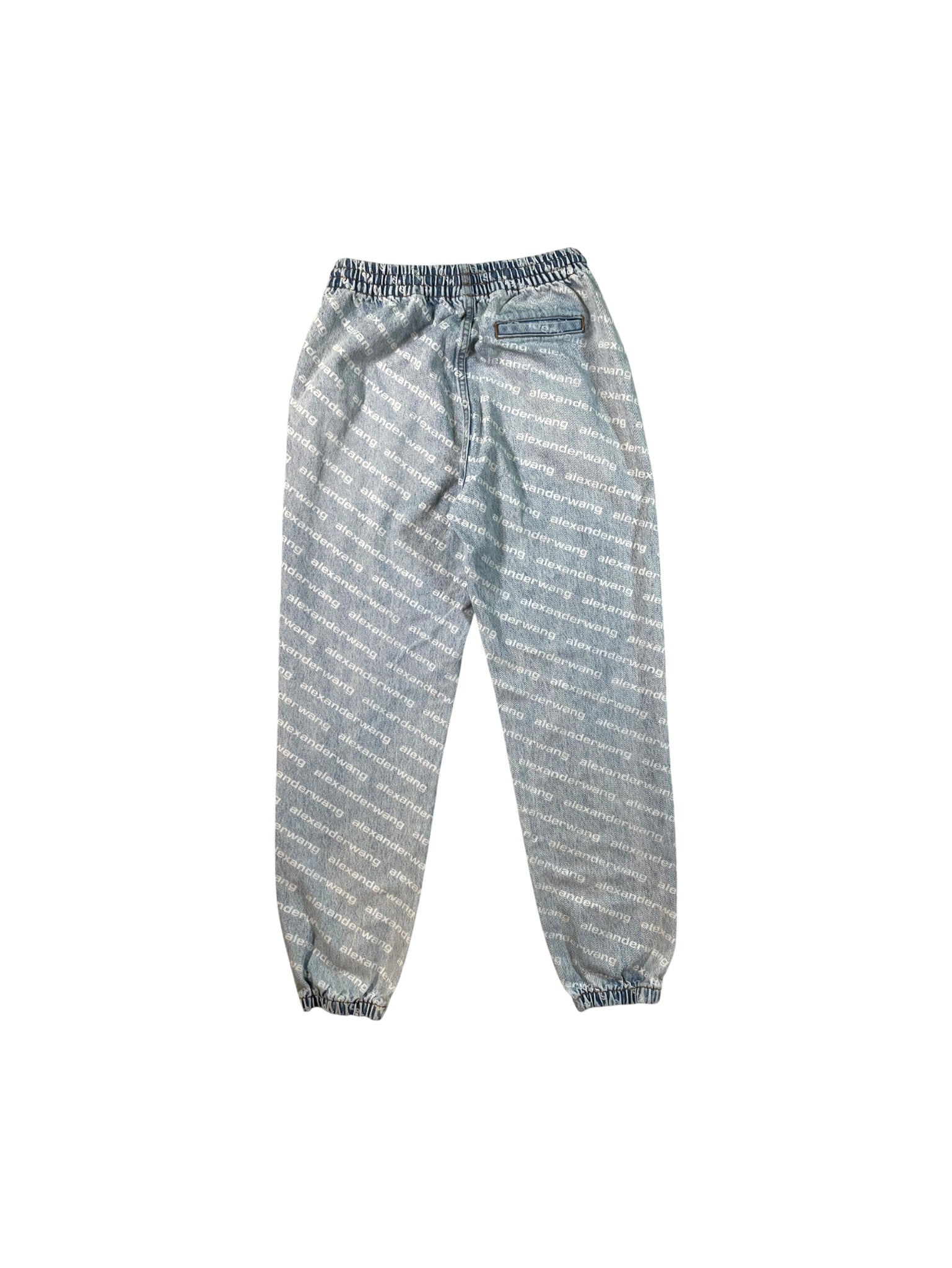 Alexander Wang Denim Monogram Blue & White Jogger Pants