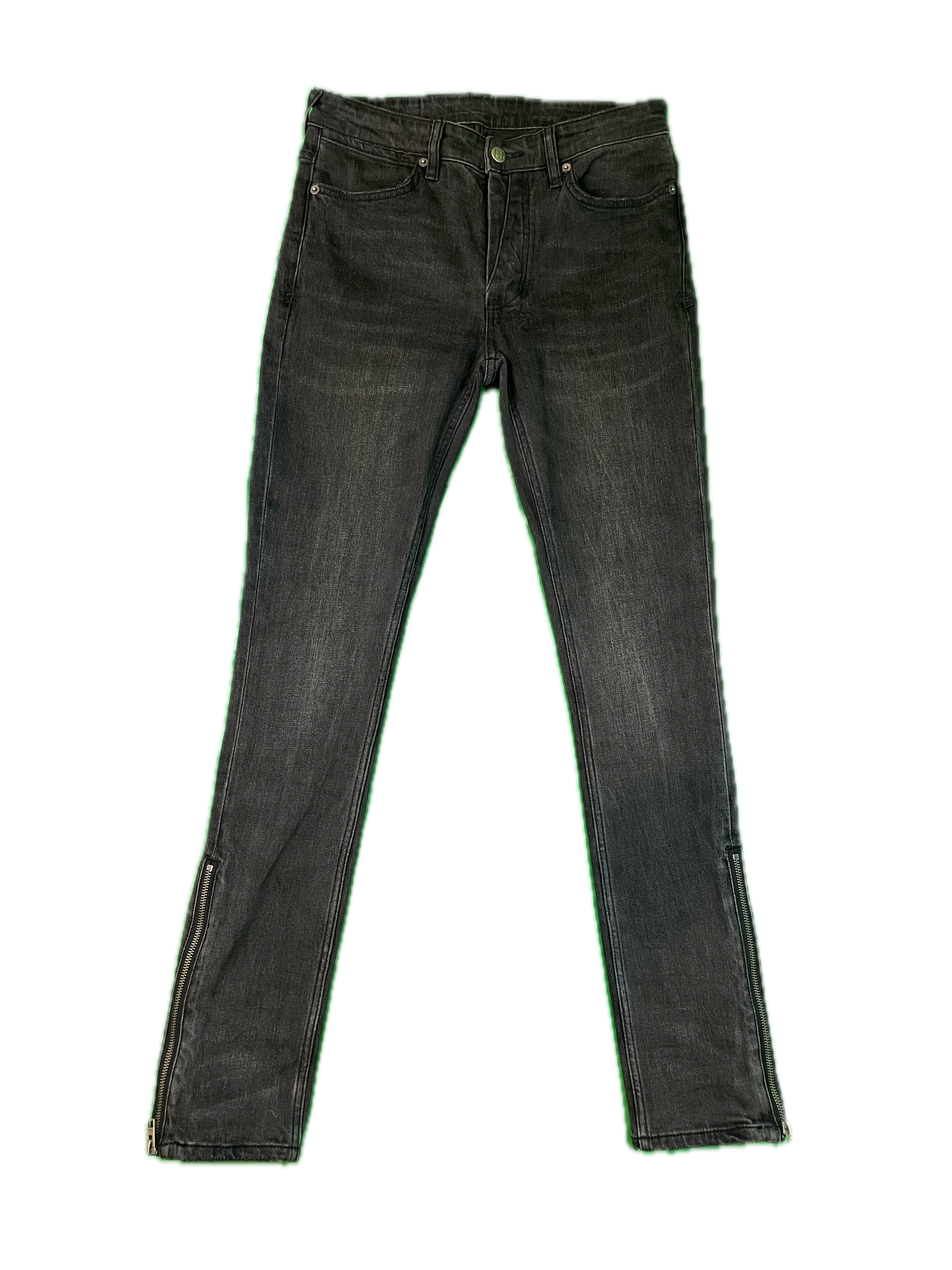 Ksubi Light Washed Flare Zip Black Jeans