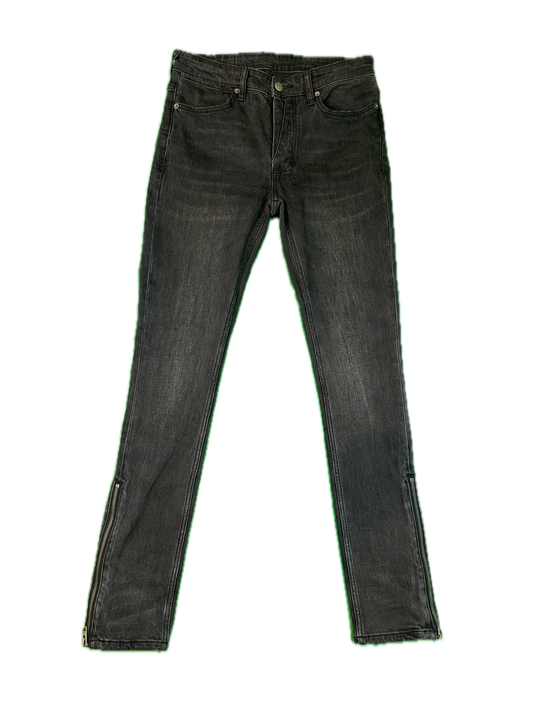 Ksubi Light Washed Flare Zip Black Jeans
