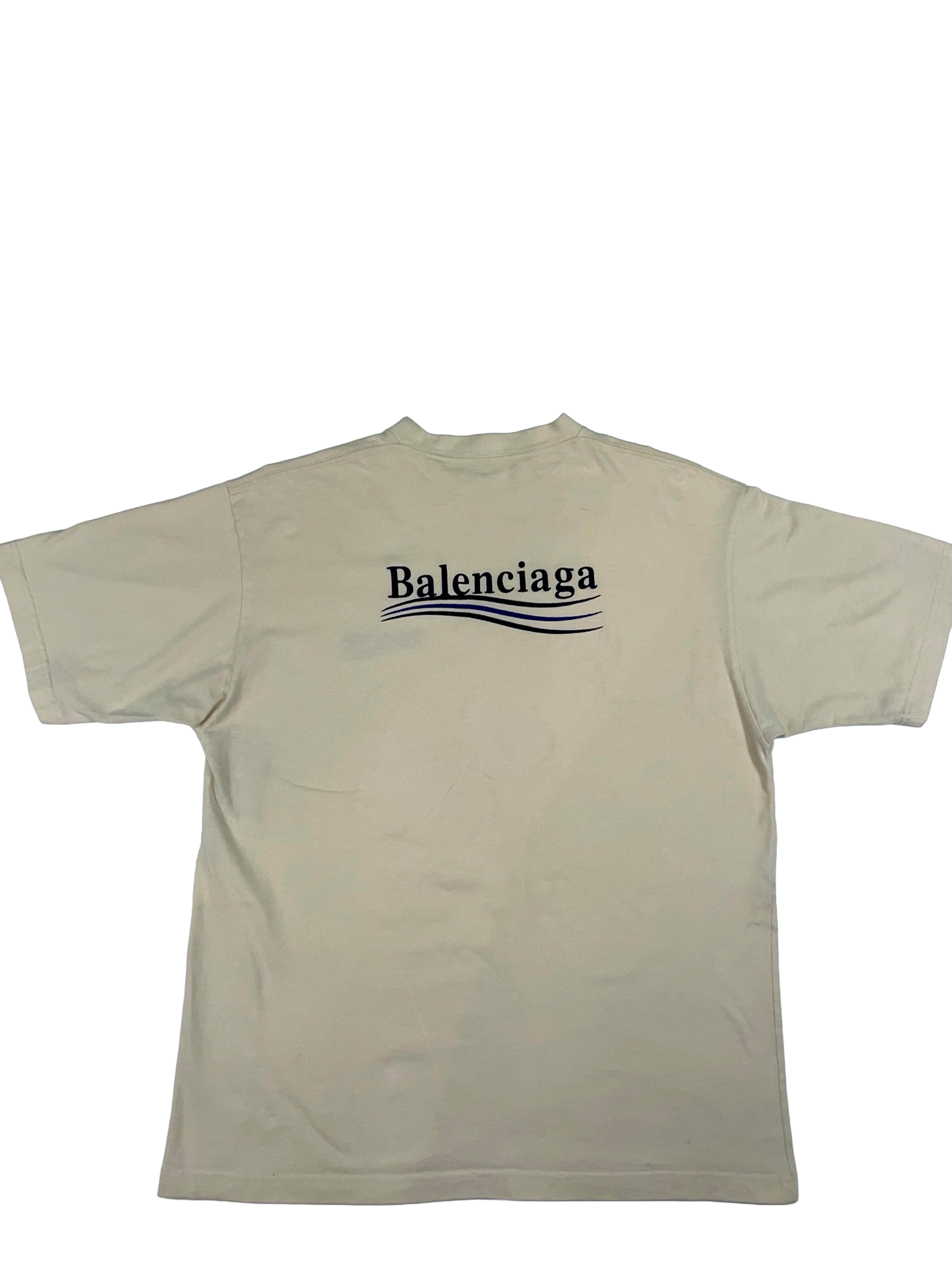 Balenciaga Logo Cream & Black Tee