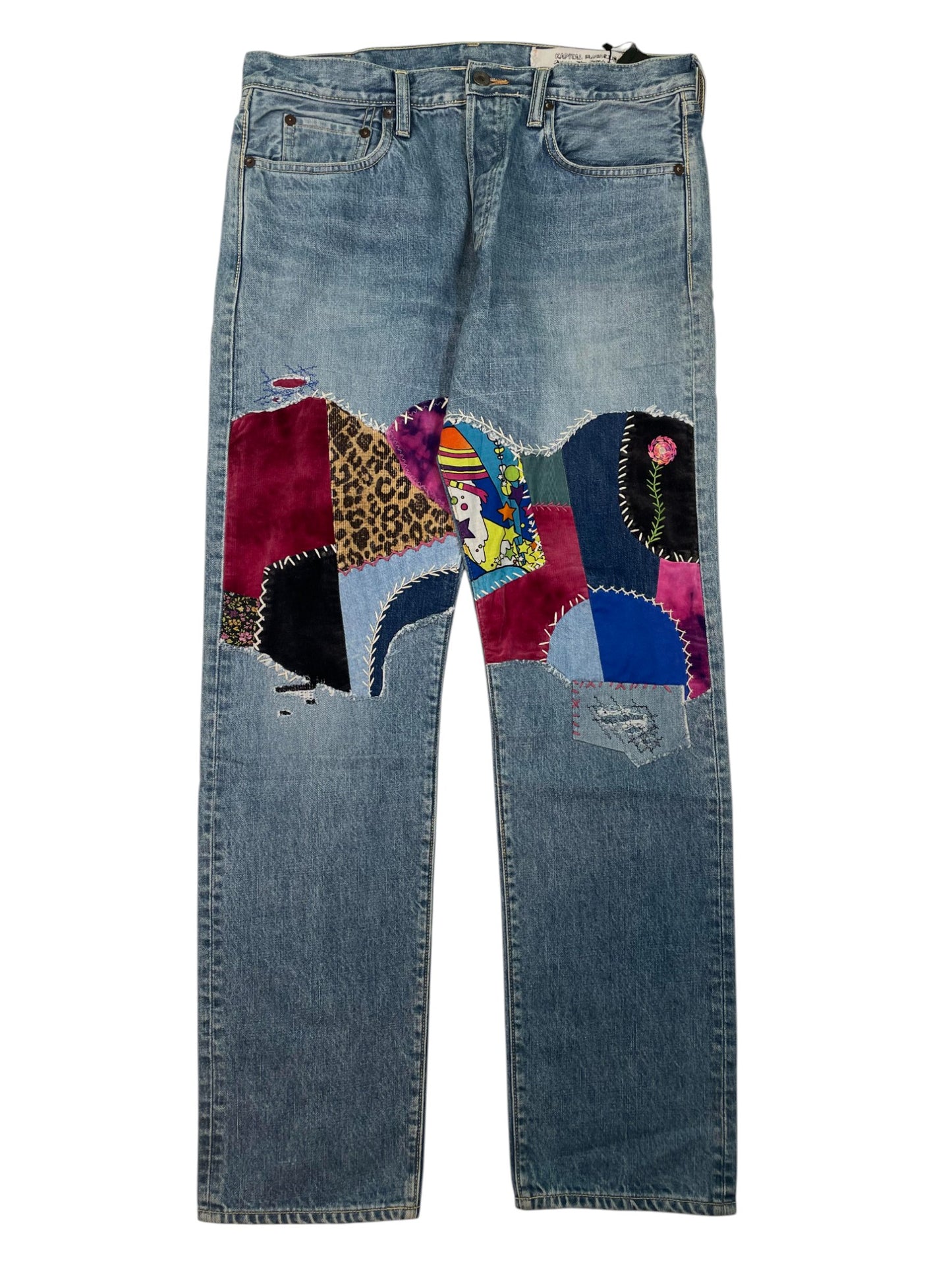 Kapital Patchwork Denim Light Wash Jeans