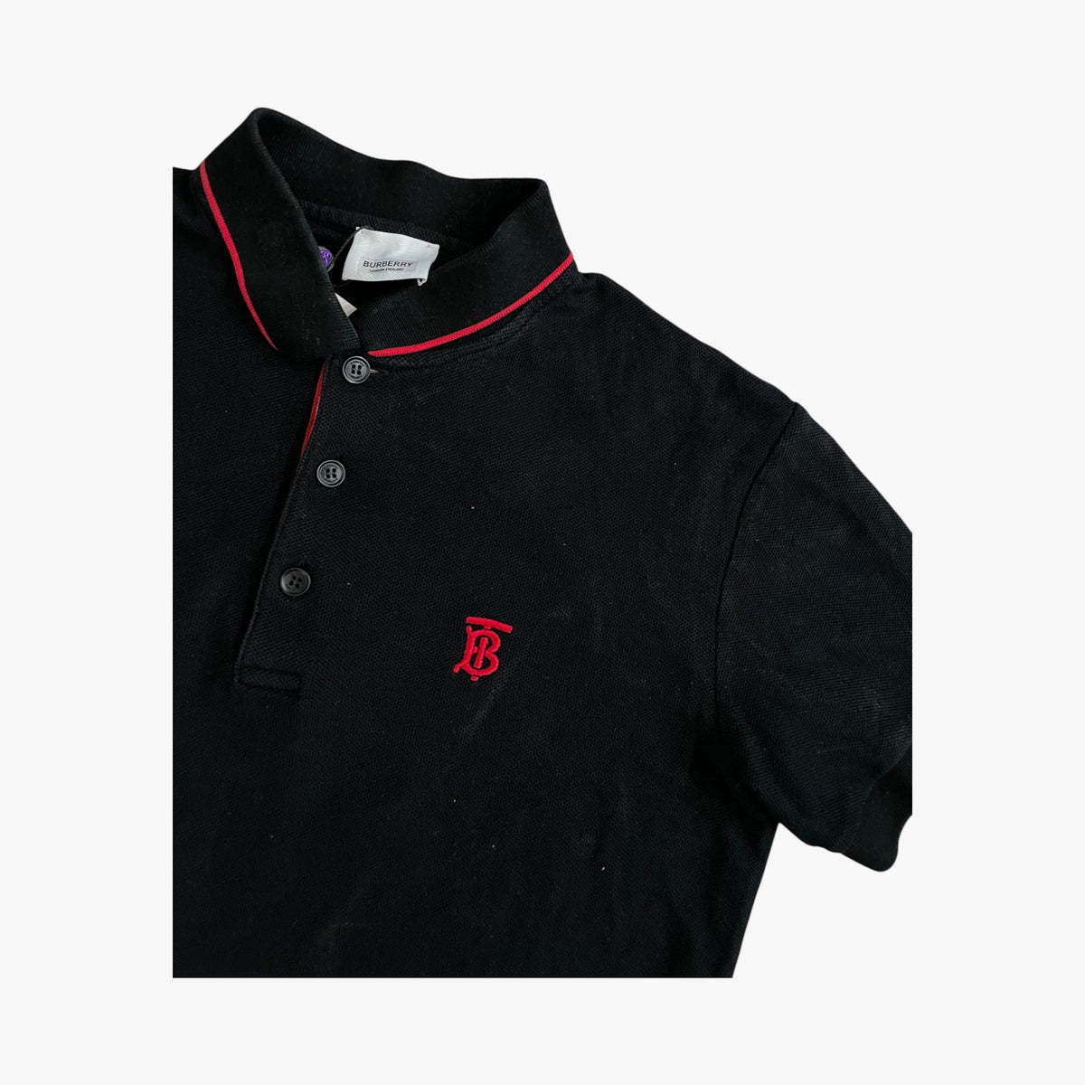 Burberry Collar Logo Black Polo Used XS
