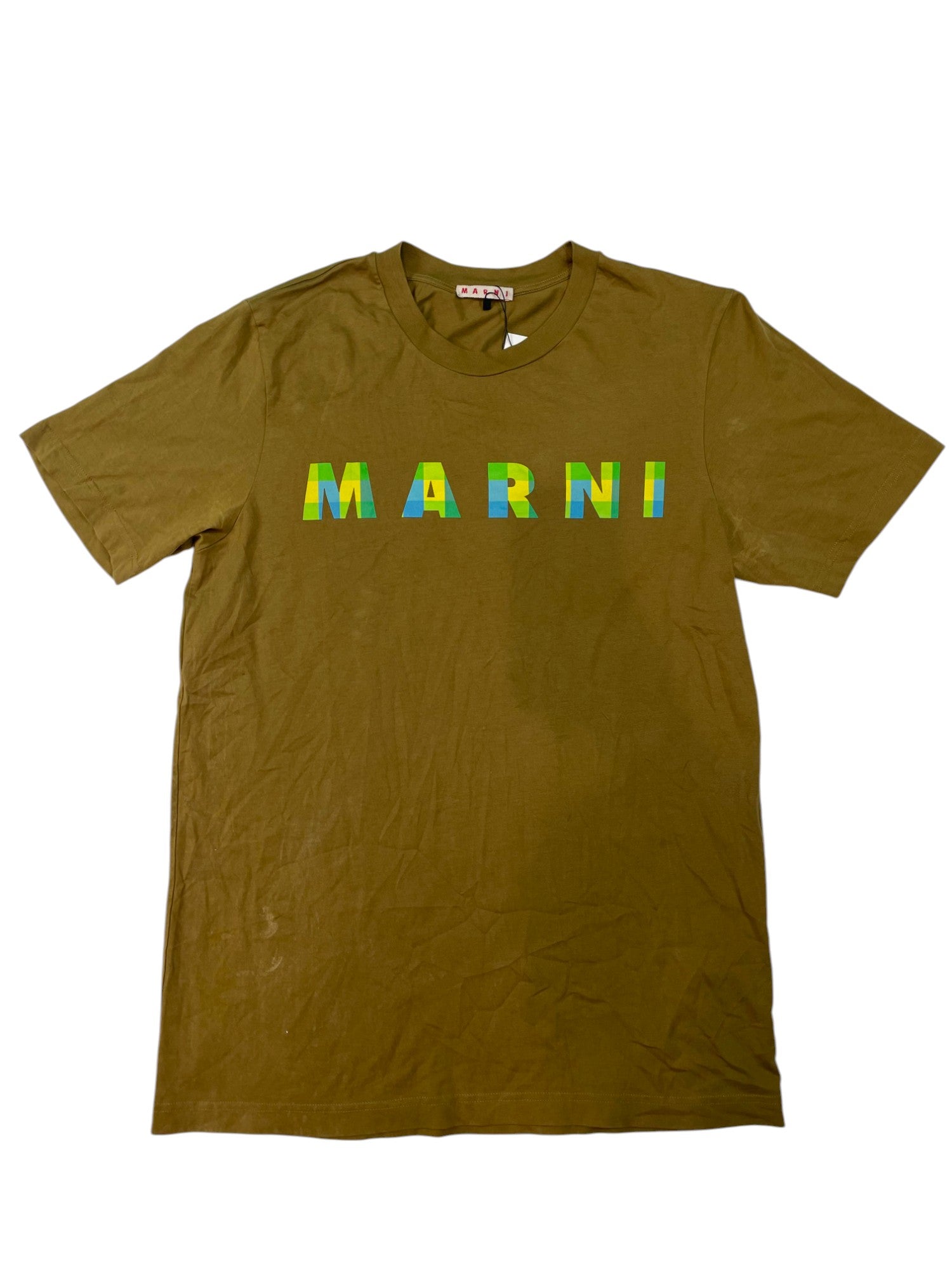 Marni Multi Chest Logo Brown & Olive Tee
