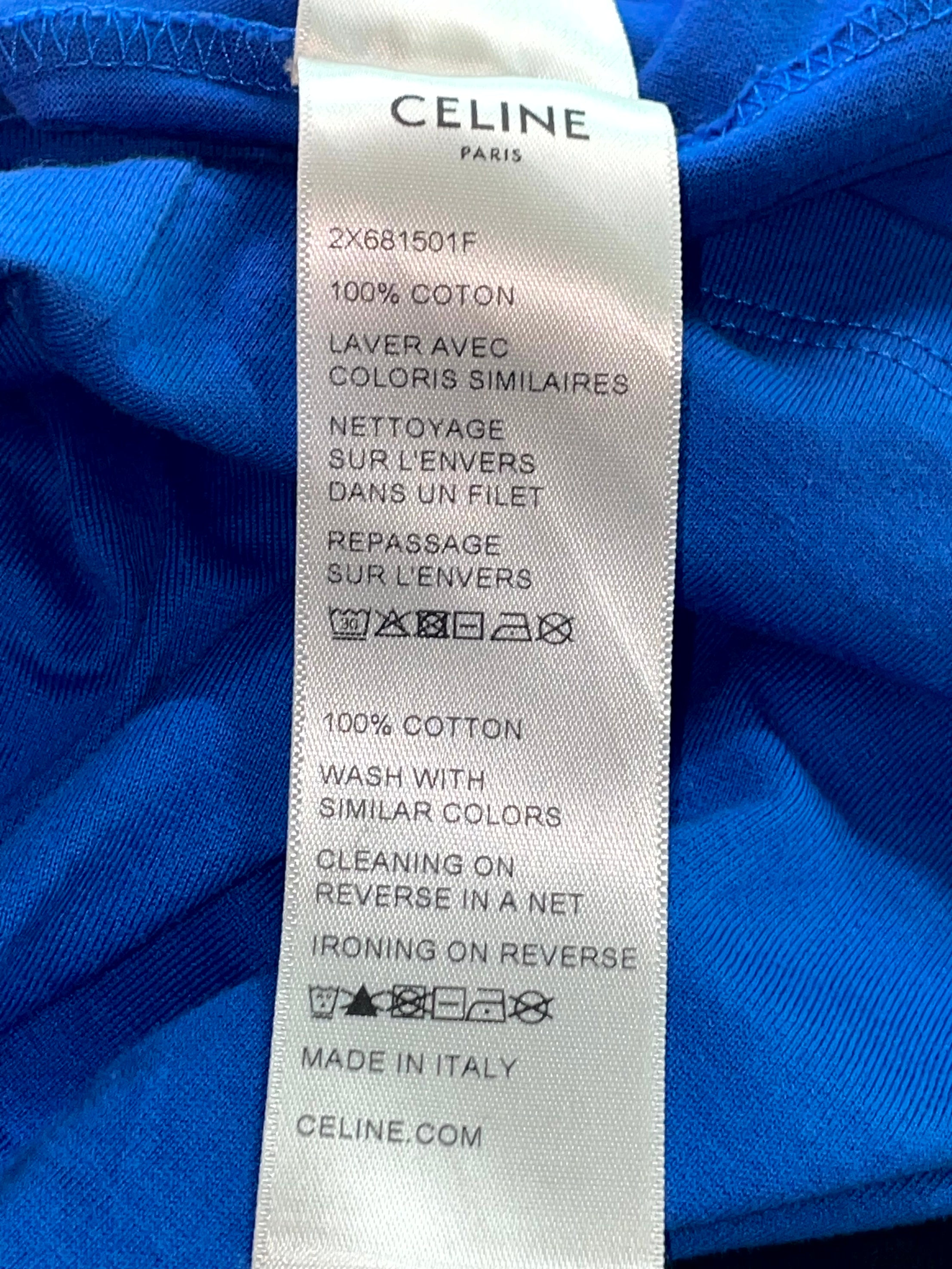 Celine "Spellout Logo" Blue & White Tee