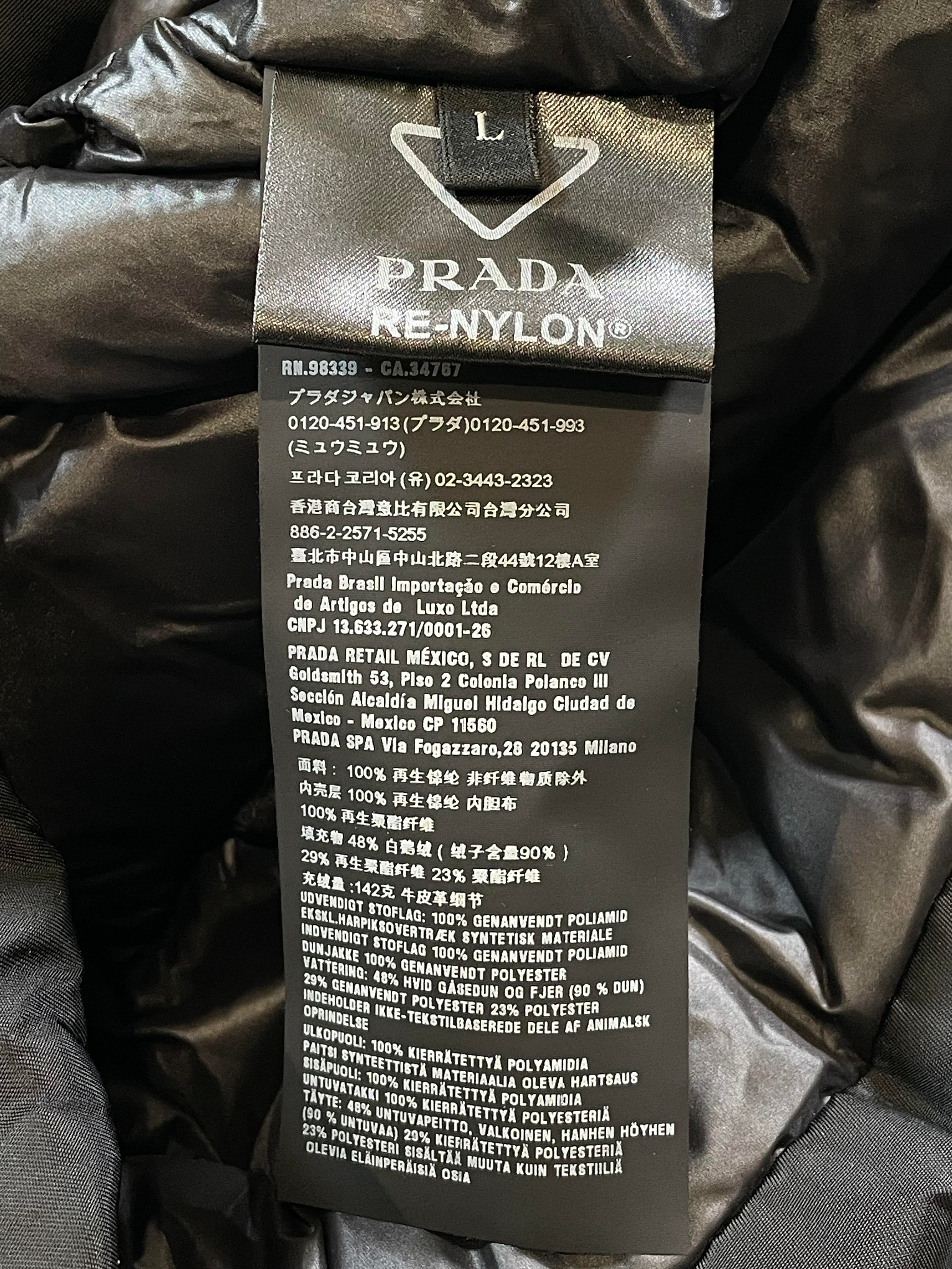 Prada Nylon Plaque Black Puffer Jacket