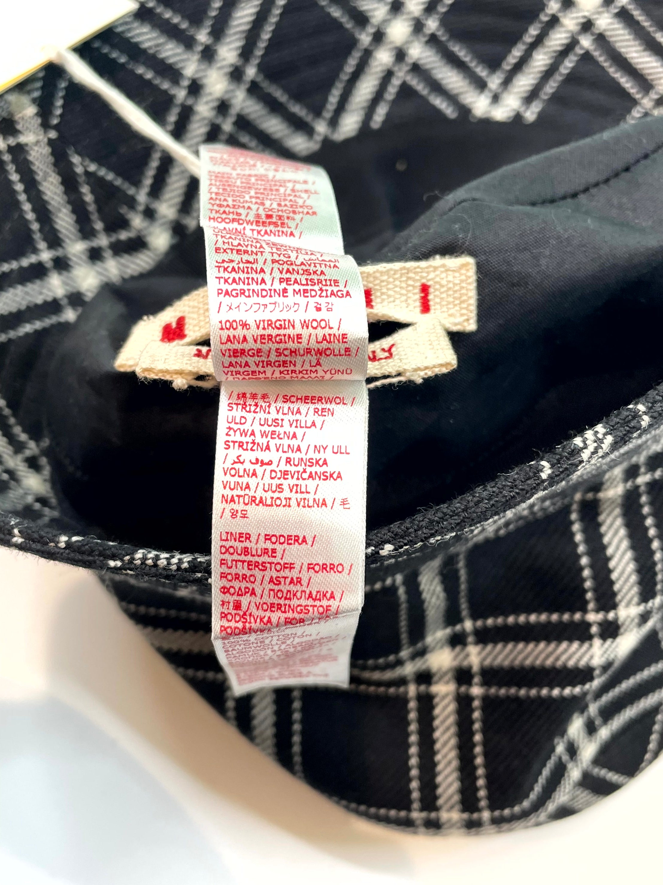 Marni Check Wool Flannel Bucket Black Hat