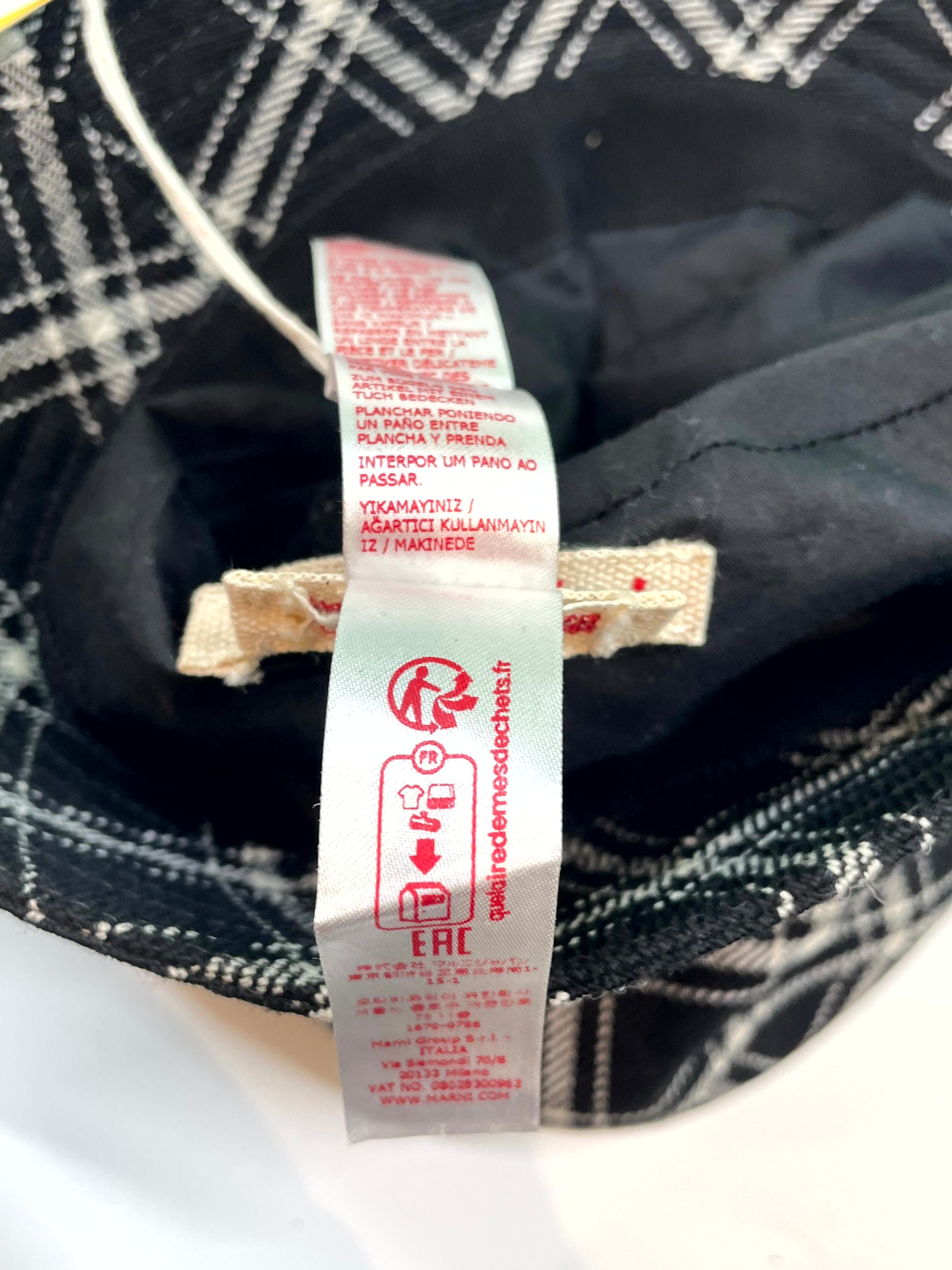 Marni Check Wool Flannel Bucket Black Hat