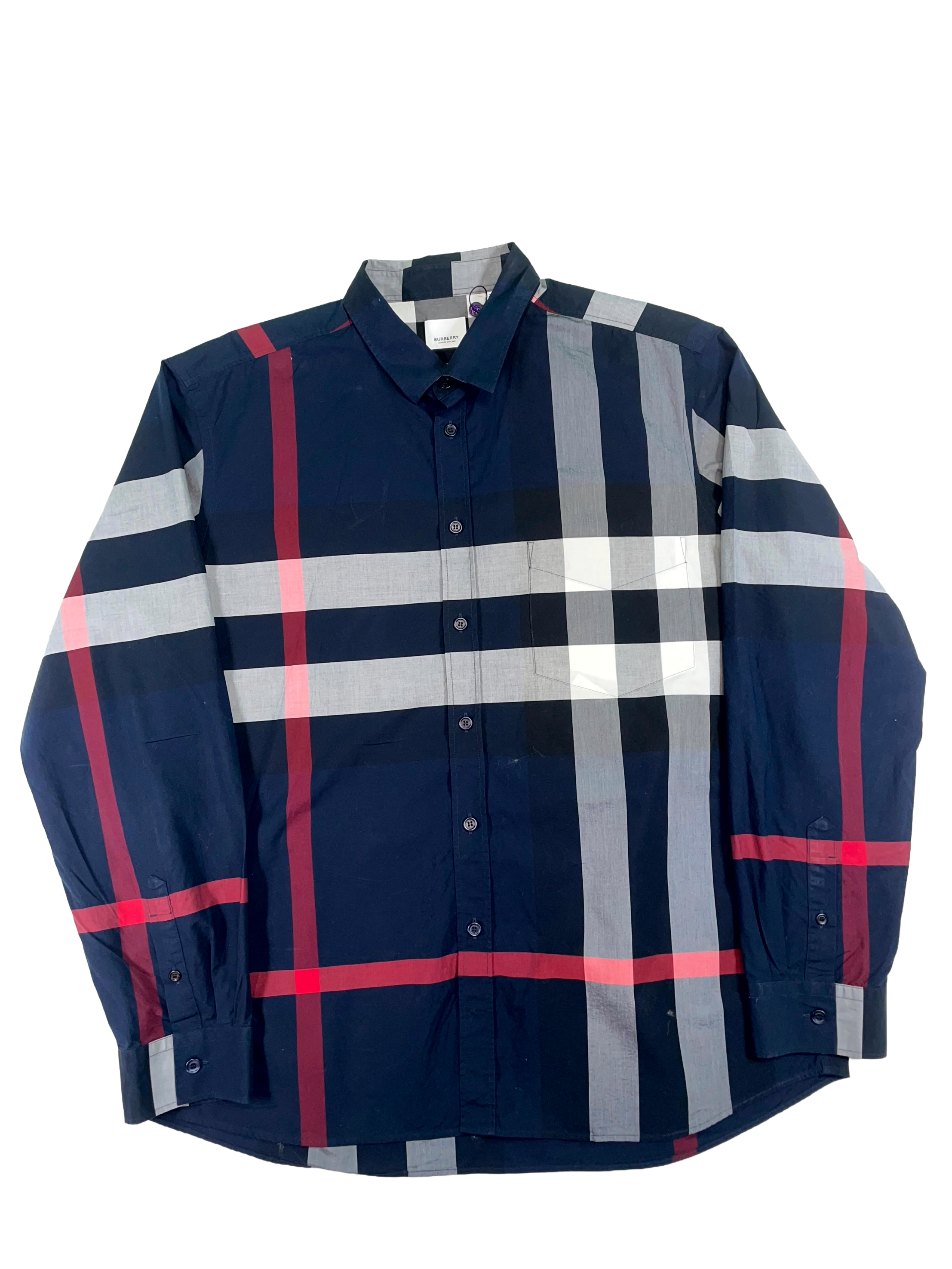 Burberry Button Up Navy Shirt