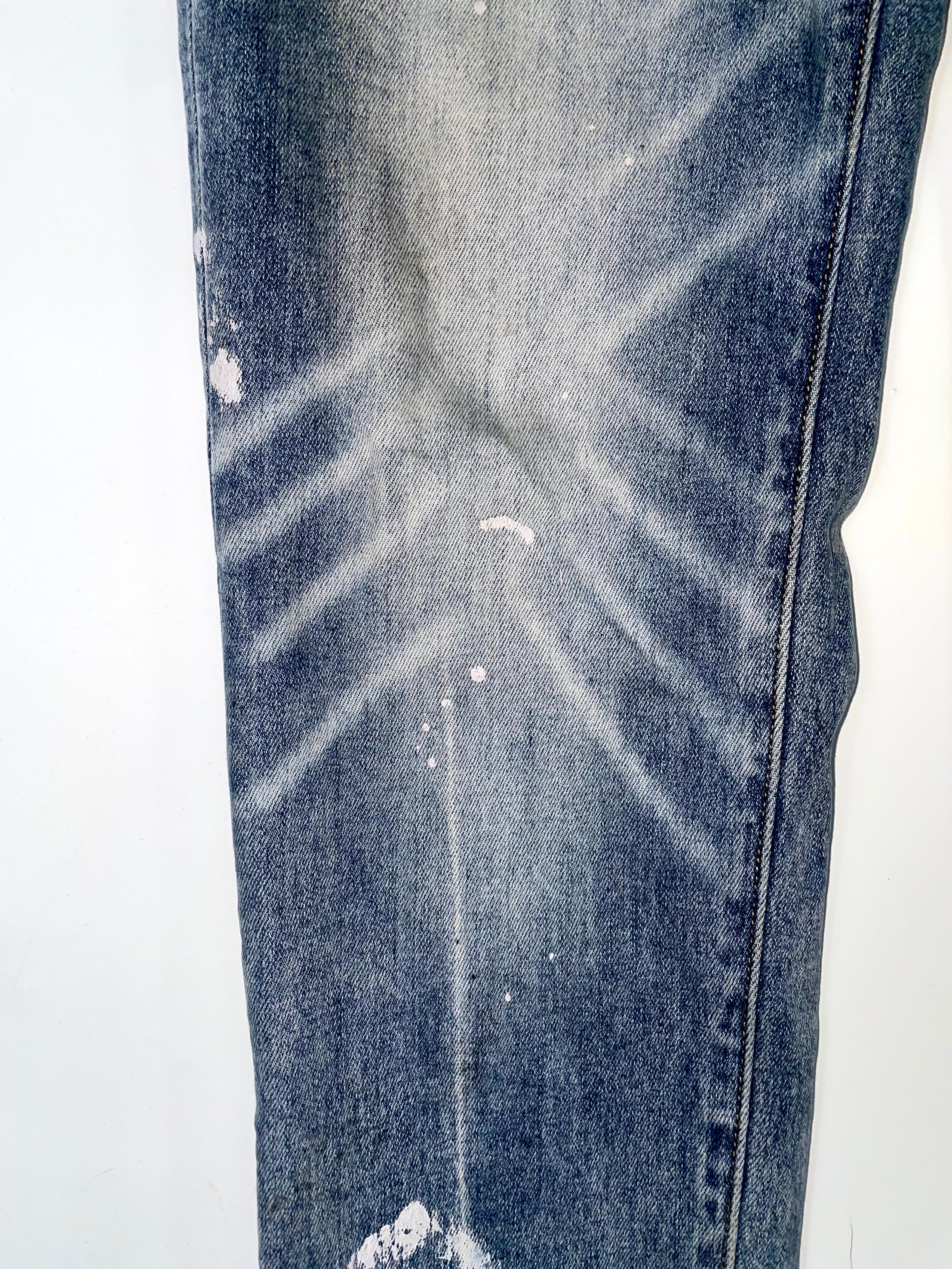 Purple Brand Splatter  Light Wash & White Jeans