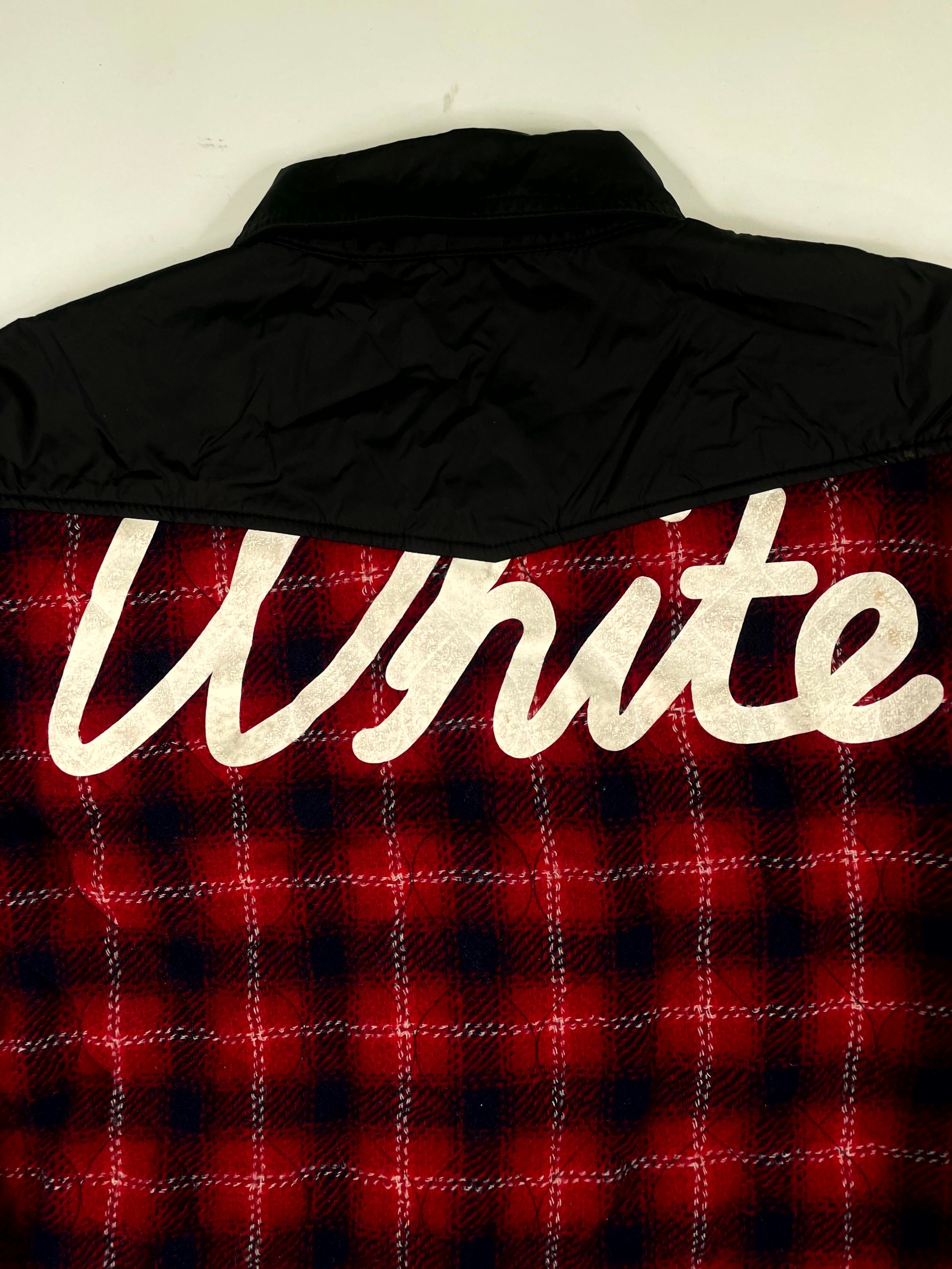 Off White Plaid Padded Red & Black Jacket