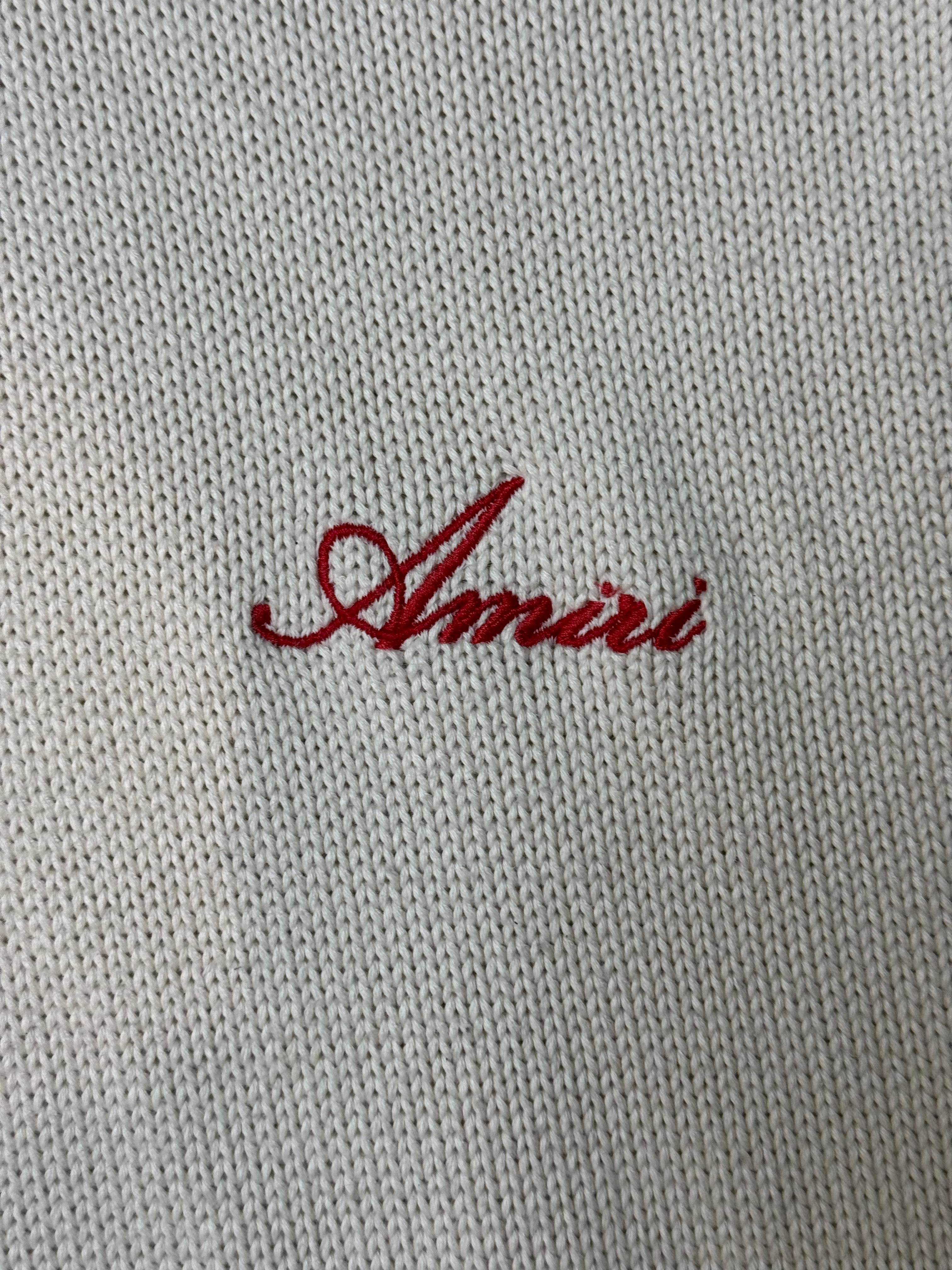 Amiri Knit Bones Cream & Red Hoodie