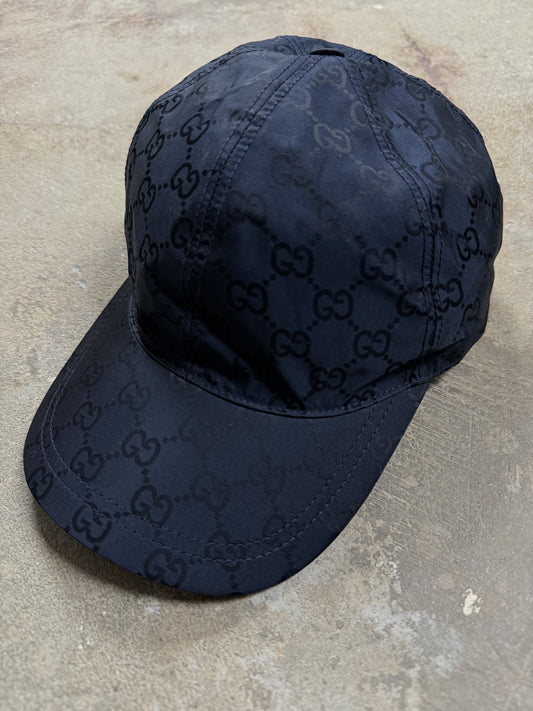 Gucci Cap Monogram Navy Nylon Used Large