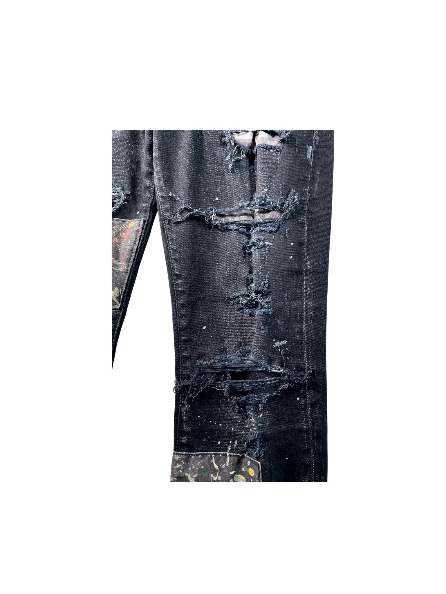 Amiri "Paint Splatter Art Patchwork" Black Wash Jeans