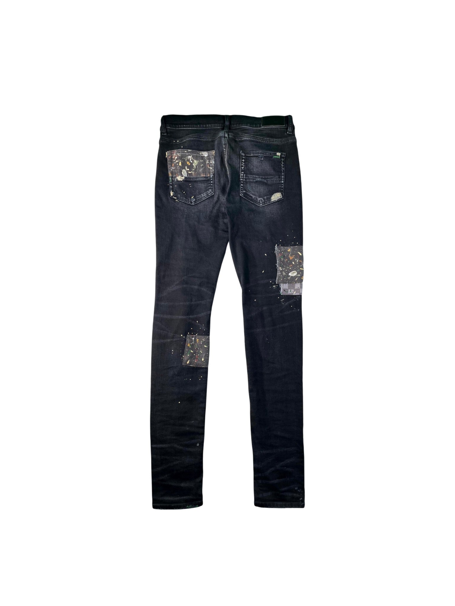 Amiri "Paint Splatter Art Patchwork" Black Wash Jeans