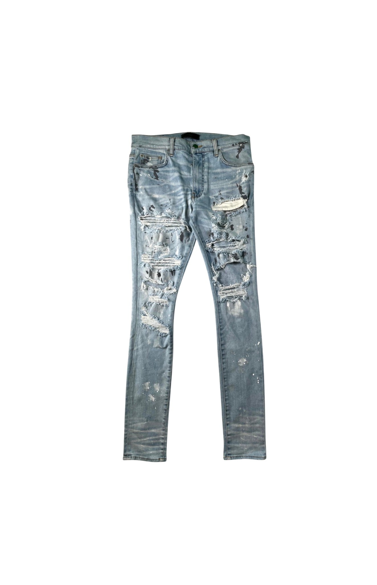 Amiri Paint Splatter (Zipper) Light Wash Jeans